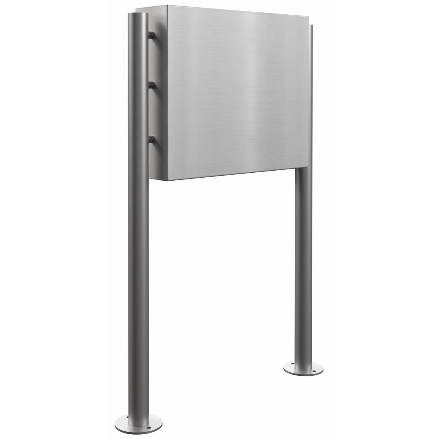 Design Standbriefkasten GRIMM ST-R - Edelstahl geschliffen mit DoorBird Video-Sprechanlage links