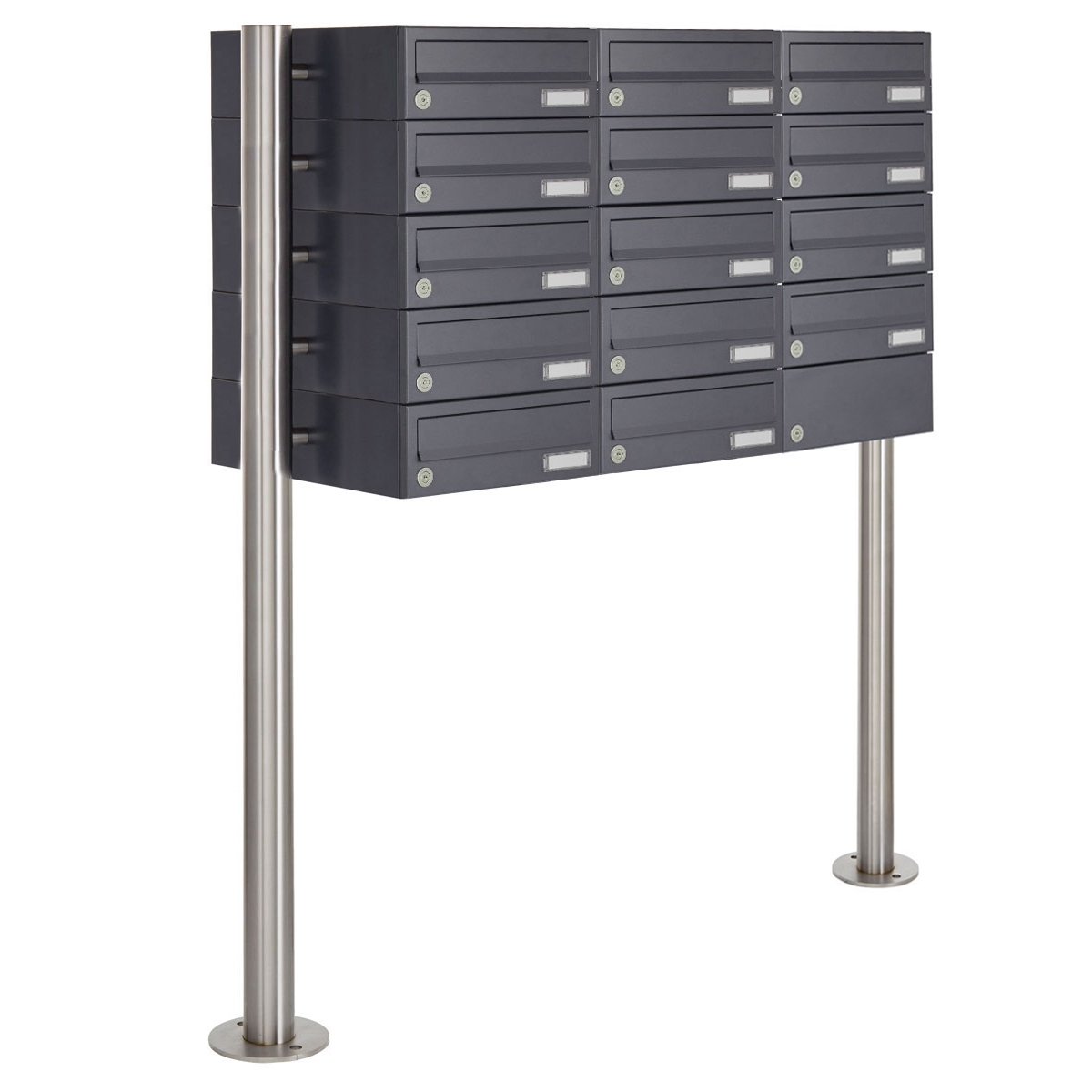 14er 5x3 Briefkastenanlage freistehend Design BASIC 385 ST-R - RAL 7016 anthrazitgrau