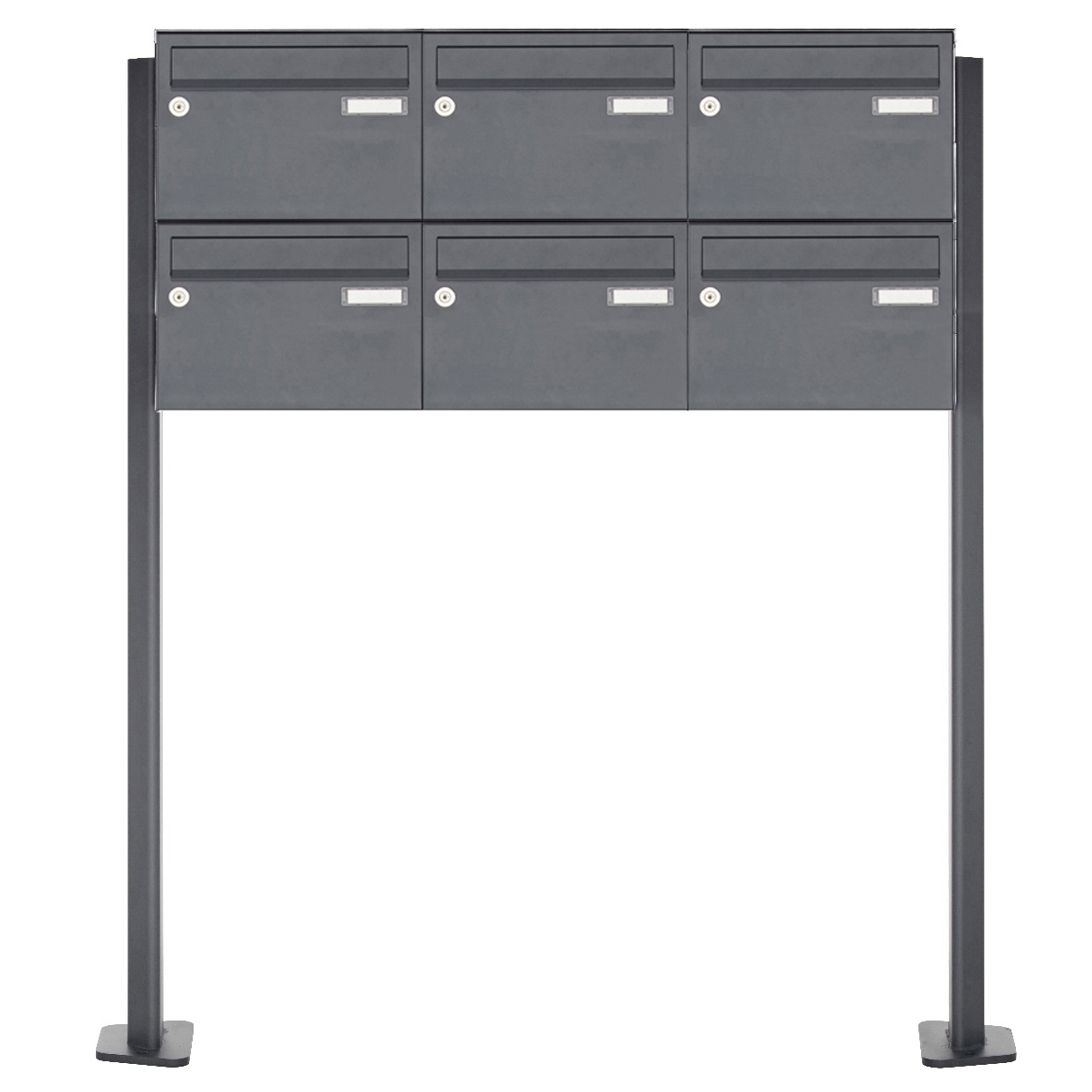 6-piece 2x3 stainless steel letterbox system freestanding Design BASIC Plus 385XP ST-T - RAL of your choice