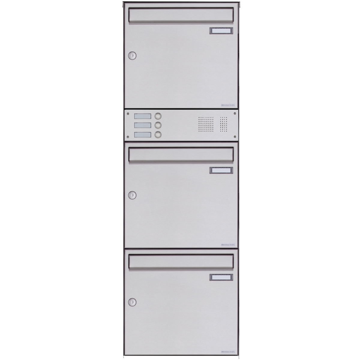 Boîte aux lettres en acier inoxydable pour montage apparent 3 pièces Design BASIC Plus 382XA AP avec boîte de sonnerie - Acier inoxydable V2A