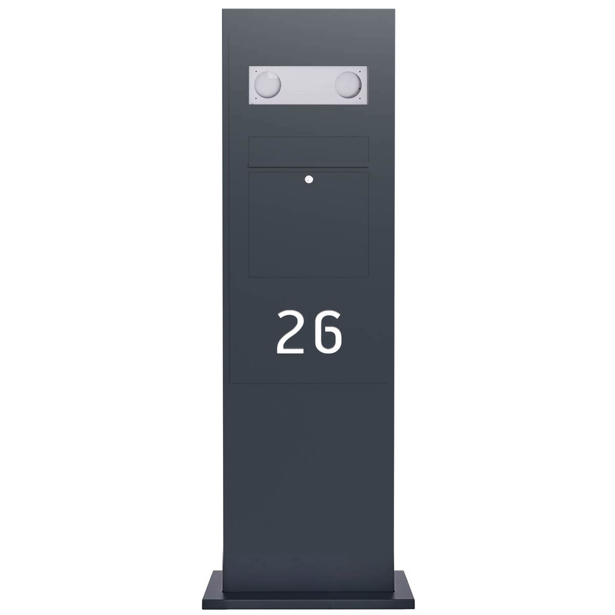 Designer BIG letterbox pillar - RAL of your choice - house number - GIRA System 106 - 3-gang prepared Designer BIG letterbox pillar - RAL of your choice - house number - GIRA System 106 - 3-gang prepared