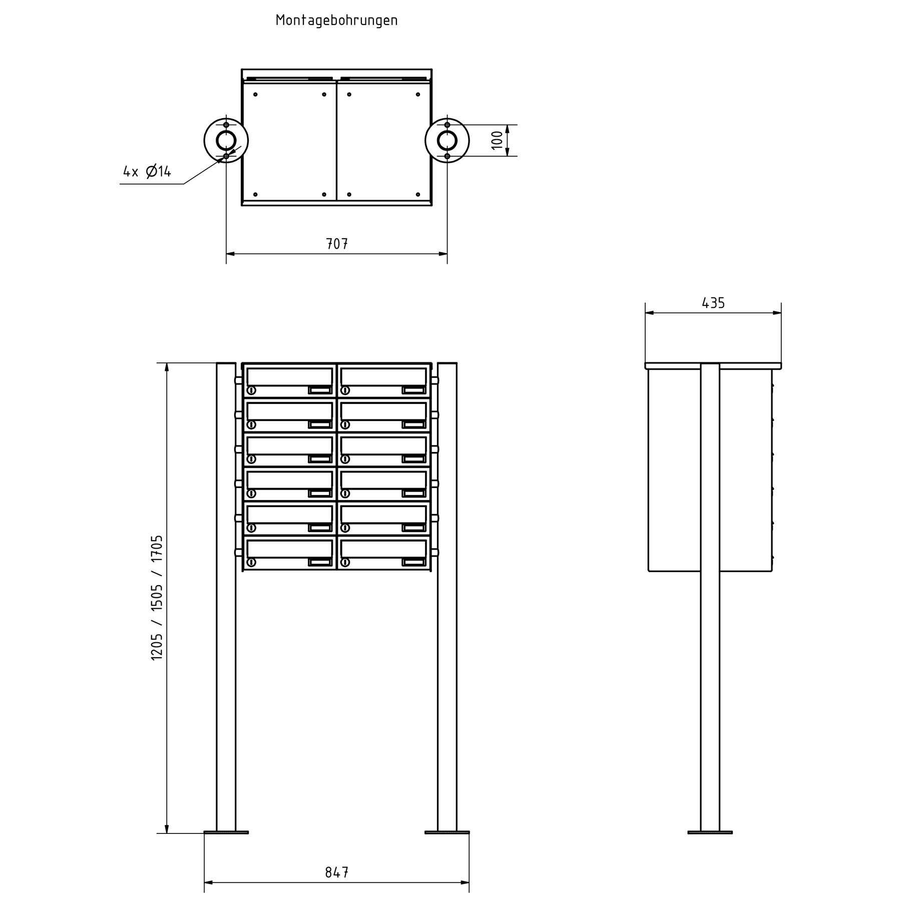 12 letterbox system freestanding Design BASIC 385 ST-R - RAL 7016 anthracite grey 12 letterbox system freestanding Design BASIC 385 ST-R - RAL 7016 anthracite grey