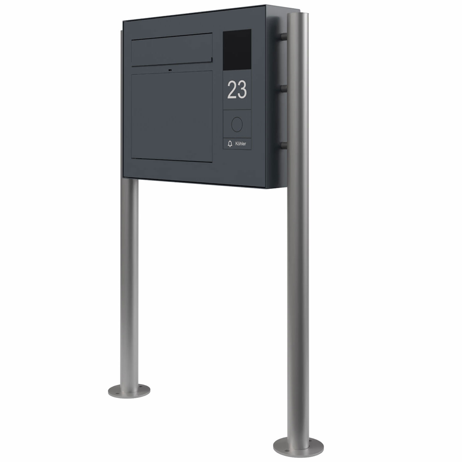 Boîte aux lettres design GRIMM ST-R - Couleur au choix - Système 106 GIRA - Interphone vidéo droit - VIDEO Set complet