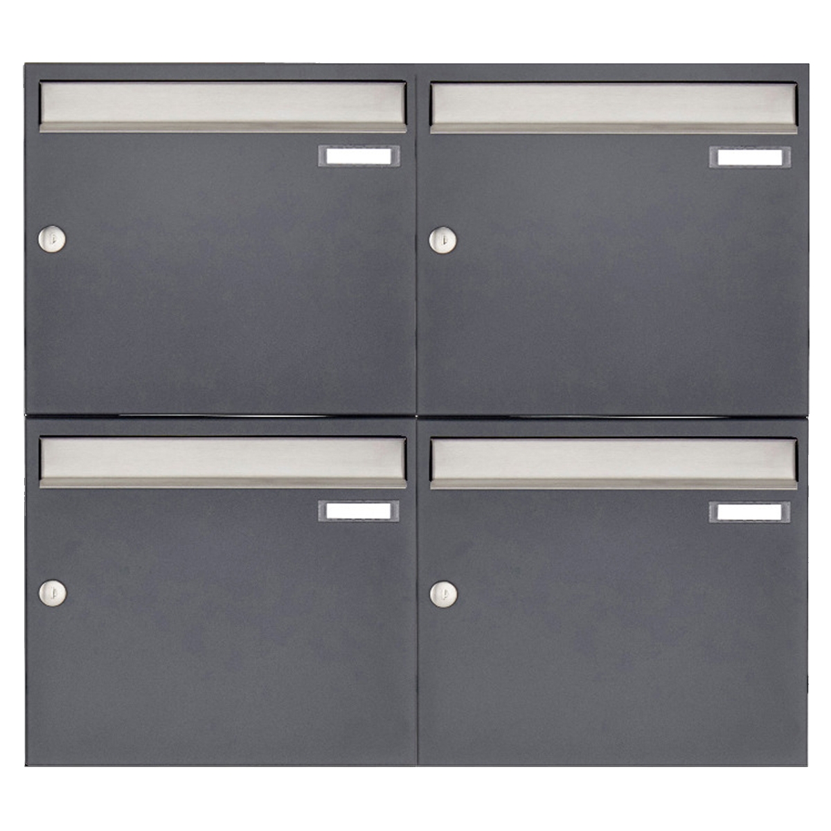 4er 2x2 Aufputz Briefkastenanlage Design BASIC 382 AP - Edelstahl-RAL 7016 anthrazitgrau