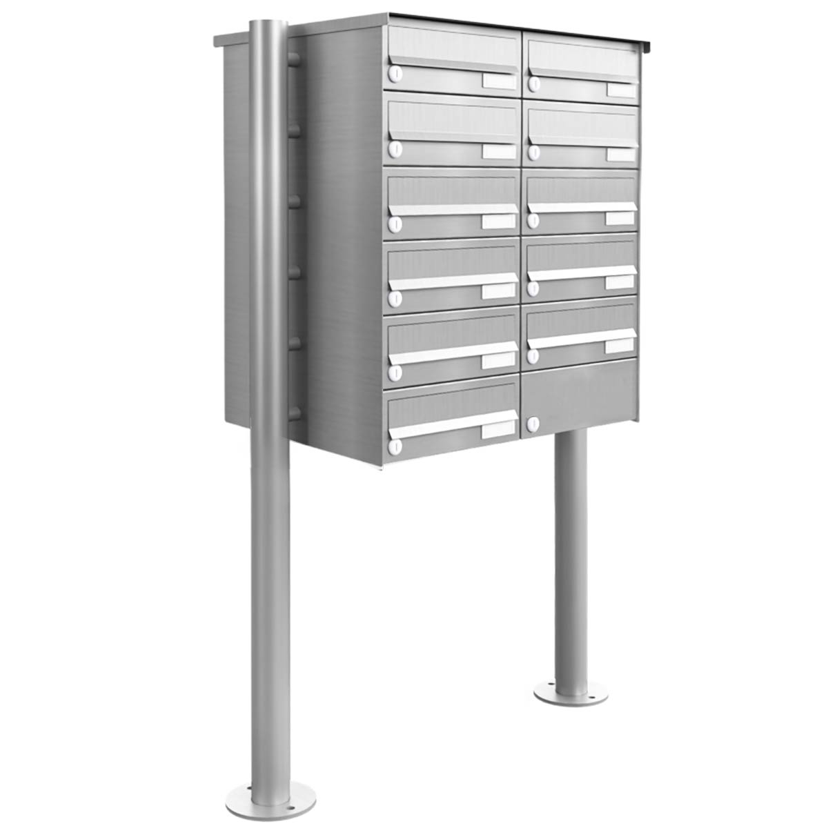 11er Briefkastenanlage freistehend Design BASIC 385-VA ST-R - Edelstahl V2A, geschliffen