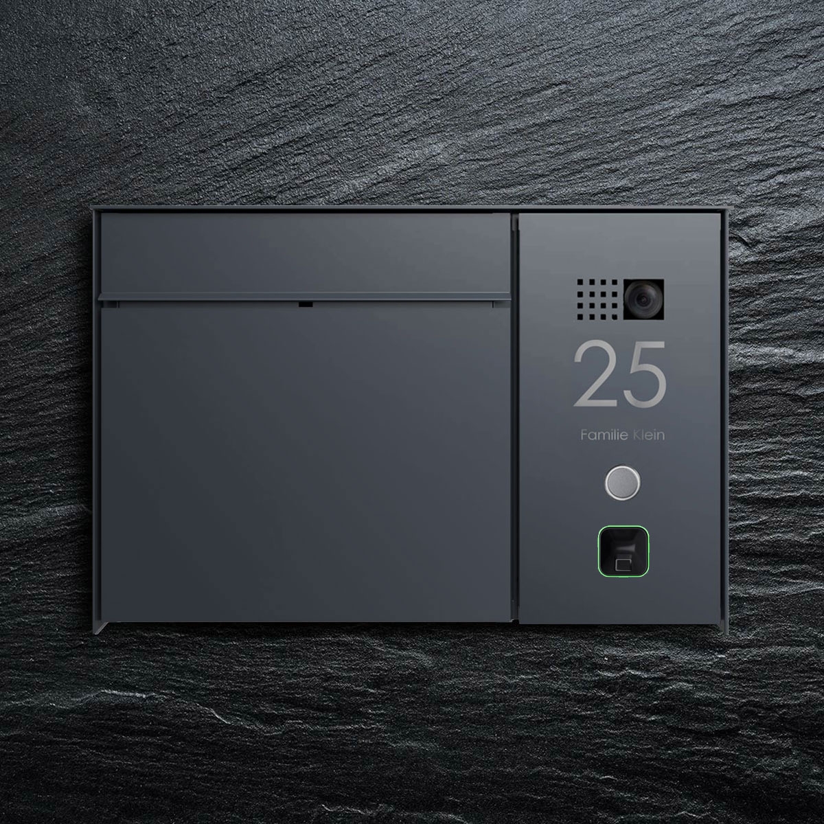 Design Aufputz Briefkasten GOETHE AP - RAL nach Wahl - COMELIT Ultra seitlich - VIDEO Set