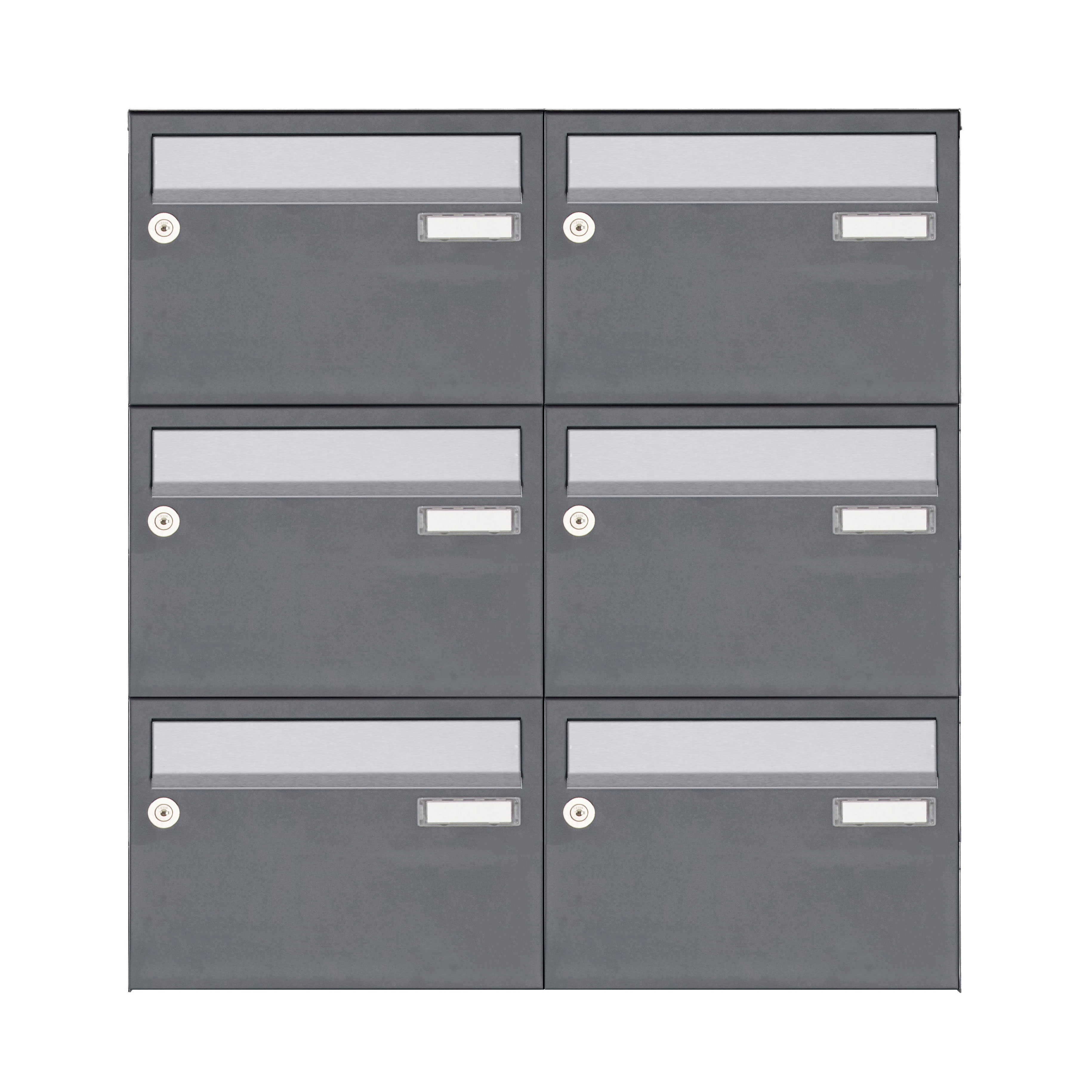 6er Aufputz Briefkastenanlage Design BASIC Plus 385 XA 220 - Edelstahl - RAL nach Wahl