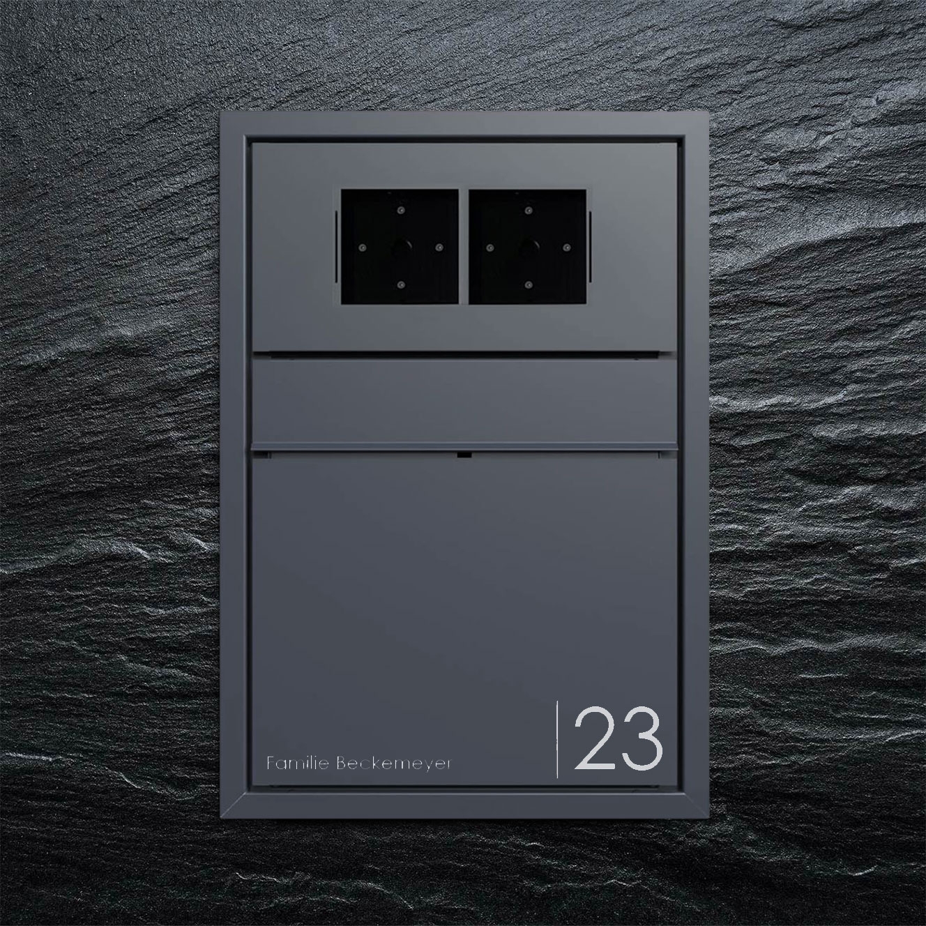 Design flush-mounted letterbox GOETHE UP - RAL of your choice - LOXONE Intercom 2x1 prepared Design flush-mounted letterbox GOETHE UP - RAL of your choice - LOXONE Intercom 2x1 prepared