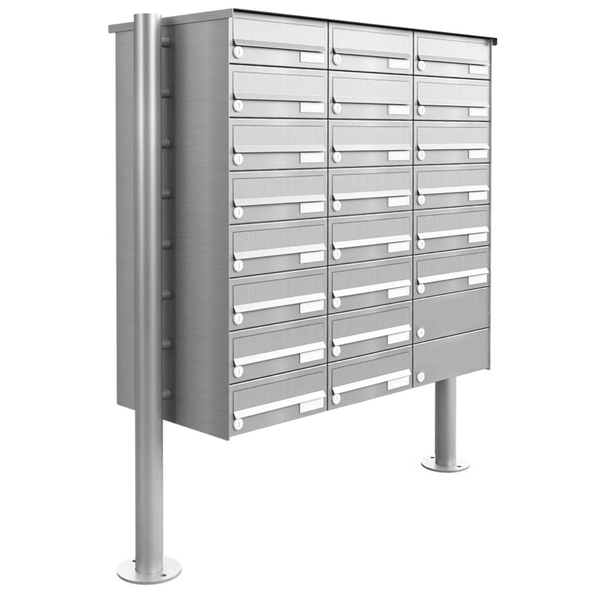 22er Briefkastenanlage freistehend Design BASIC 385-VA ST-R - Edelstahl V2A, geschliffen