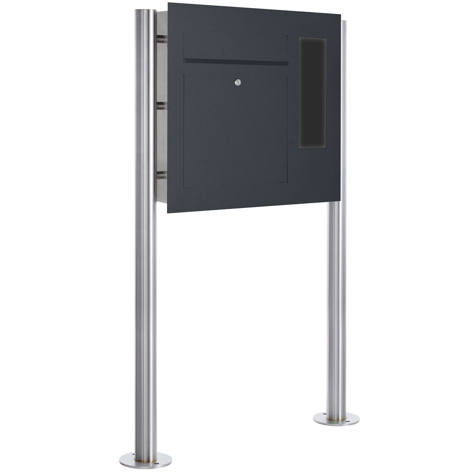 Stainless steel free-standing letterbox designer model BIG - GIRA System 106 lateral - 3-gang prepared - RAL colour Stainless steel free-standing letterbox designer model BIG - GIRA System 106 lateral - 3-gang prepared - RAL colour