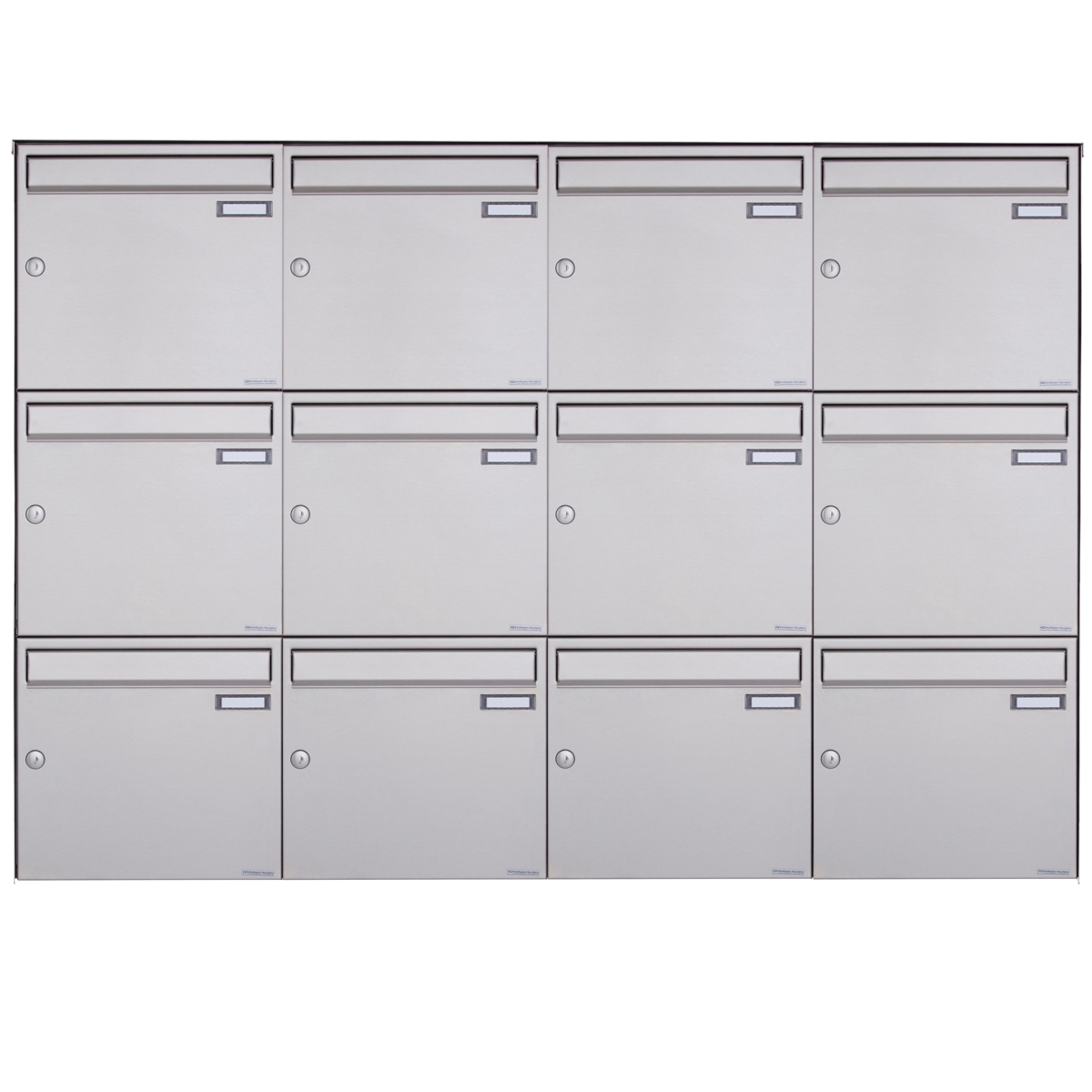 12er 4x3 Edelstahl Aufputz Briefkasten Design BASIC Plus 382XA AP - Edelstahl V2A geschliffen