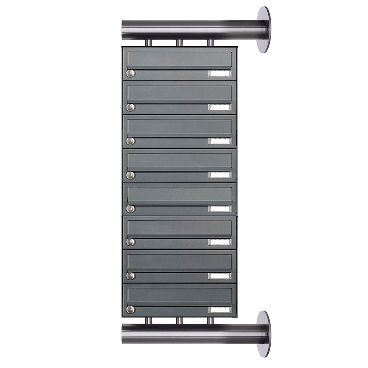 8-piece stainless steel letterbox system Design BASIC Plus 385XW for side wall mounting - RAL of your choice 8-piece stainless steel letterbox system Design BASIC Plus 385XW for side wall mounting - RAL of your choice