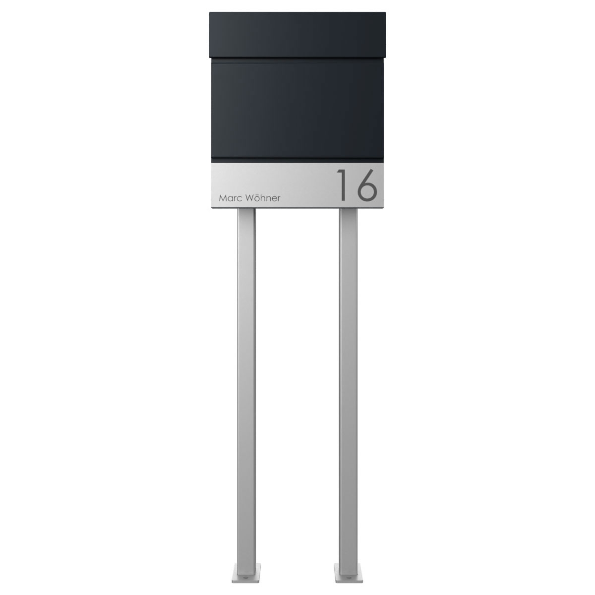 KANT Edition free-standing letterbox with newspaper compartment - Elegance 4 design - RAL 9005 jet black KANT Edition free-standing letterbox with newspaper compartment - Elegance 4 design - RAL 9005 jet black