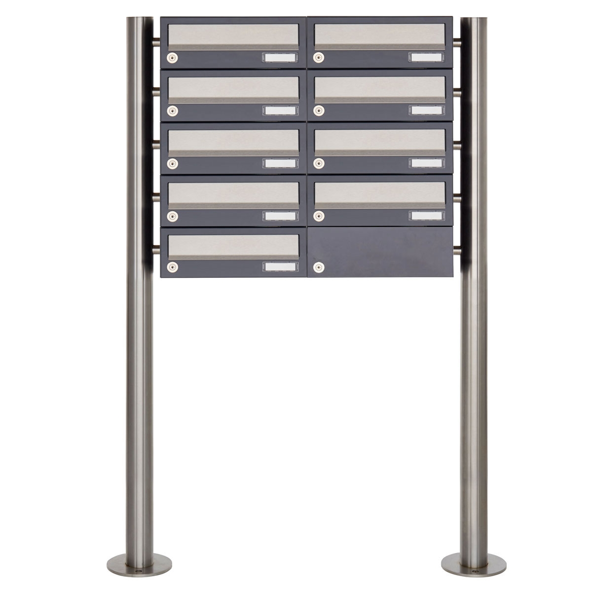 9 letterbox system freestanding Design BASIC 385 ST-R - stainless steel RAL 7016 anthracite grey 9 letterbox system freestanding Design BASIC 385 ST-R - stainless steel RAL 7016 anthracite grey