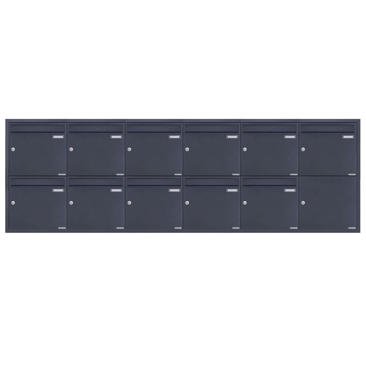 11er 6x2 Edelstahl Unterputz Briefkastenanlage BASIC Plus 382XU UP - RAL nach Wahl - 11 Parteien