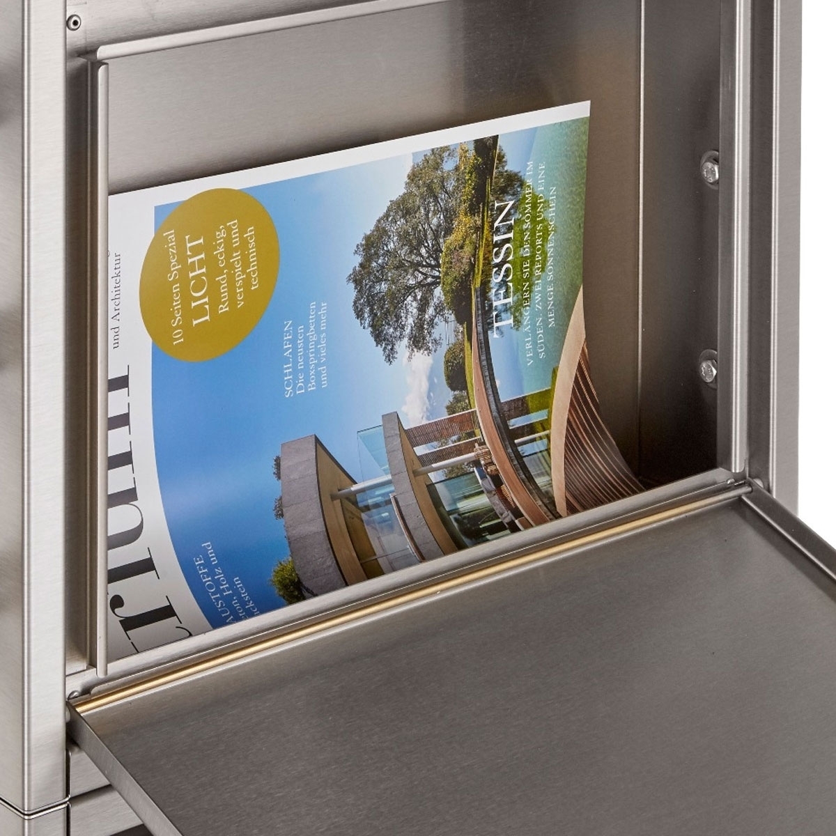 Cassetta per le lettere in acciaio inox per porte interne BIG - Adatta alla fessura per le lettere 410x140 mm Cassetta per le lettere in acciaio inox per porte interne BIG - Adatta alla fessura per le lettere 410x140 mm