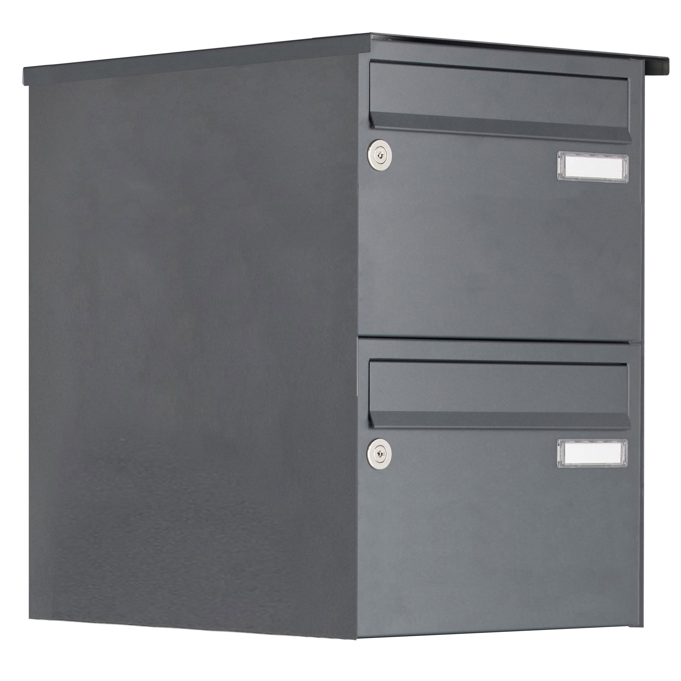 2er Aufputz Briefkastenanlage Design BASIC 385 A 220 - RAL 7016 anthrazitgrau feinstrukur matt