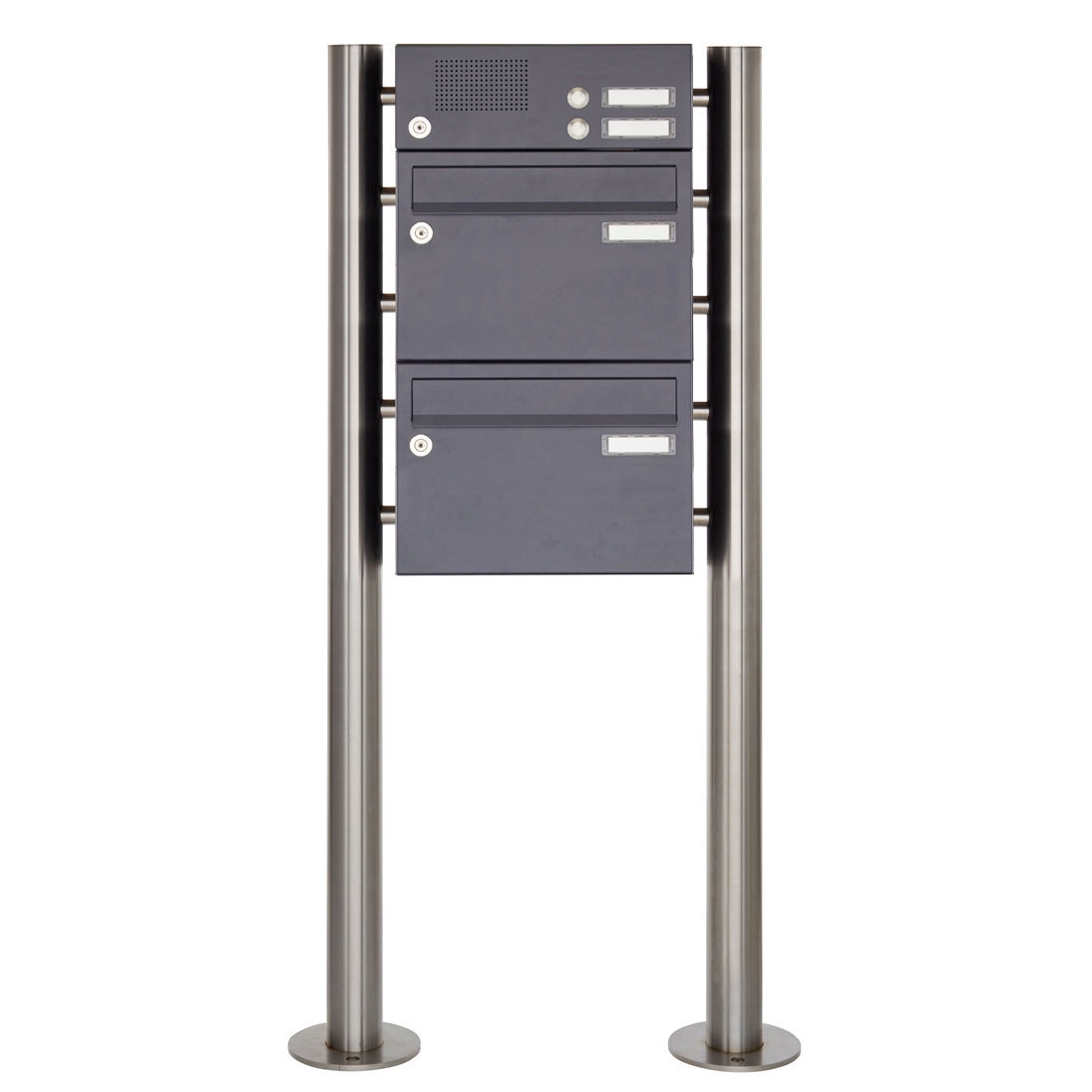 2er Standbriefkasten Design BASIC 385220 ST-R mit Klingelkasten - RAL 7016 anthrazitgrau 2er Standbriefkasten Design BASIC 385220 ST-R mit Klingelkasten - RAL 7016 anthrazitgrau