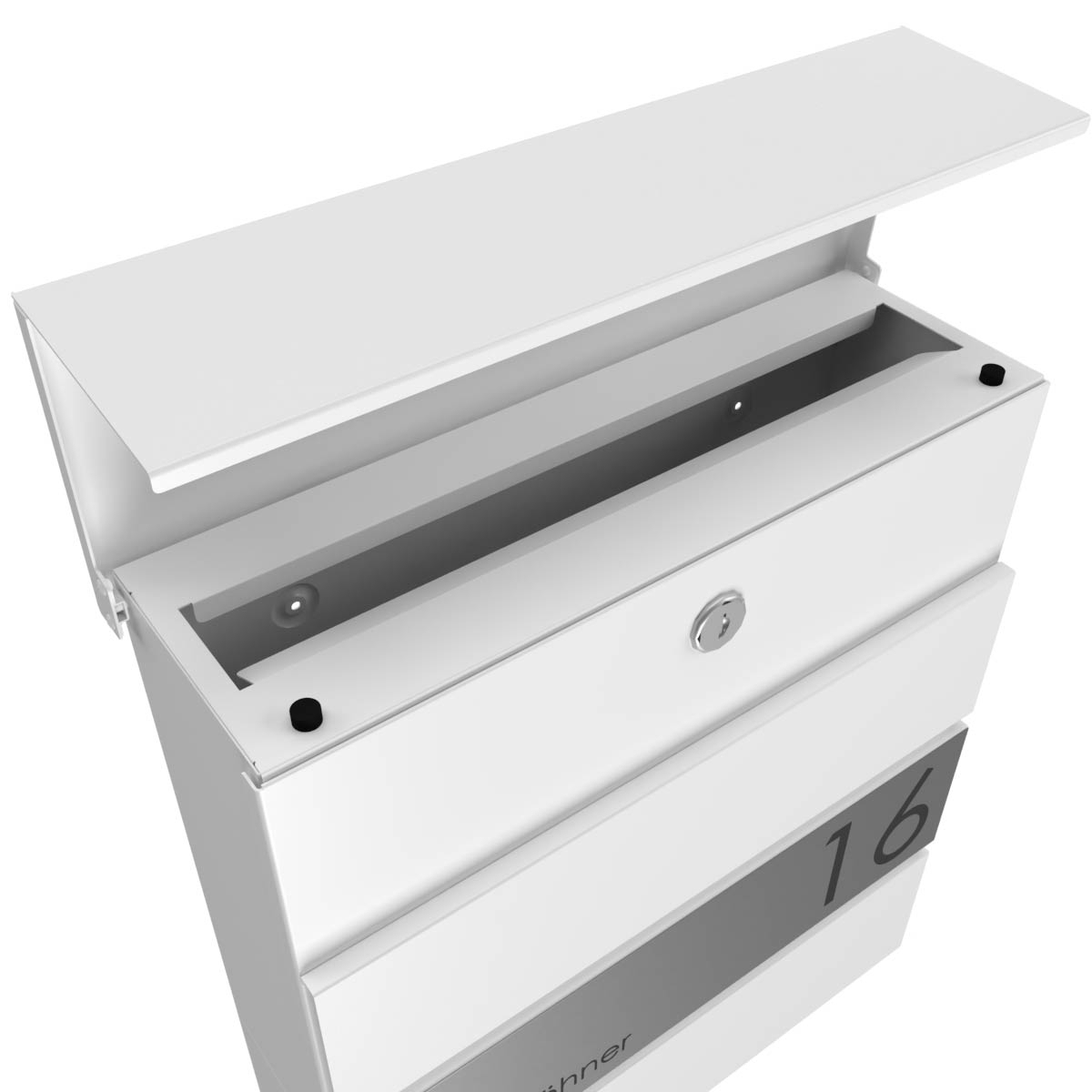 2er Standbriefkasten KANT Edition mit Zeitungsfach - Design Elegance 1 - RAL 9016 verkehrsweiß