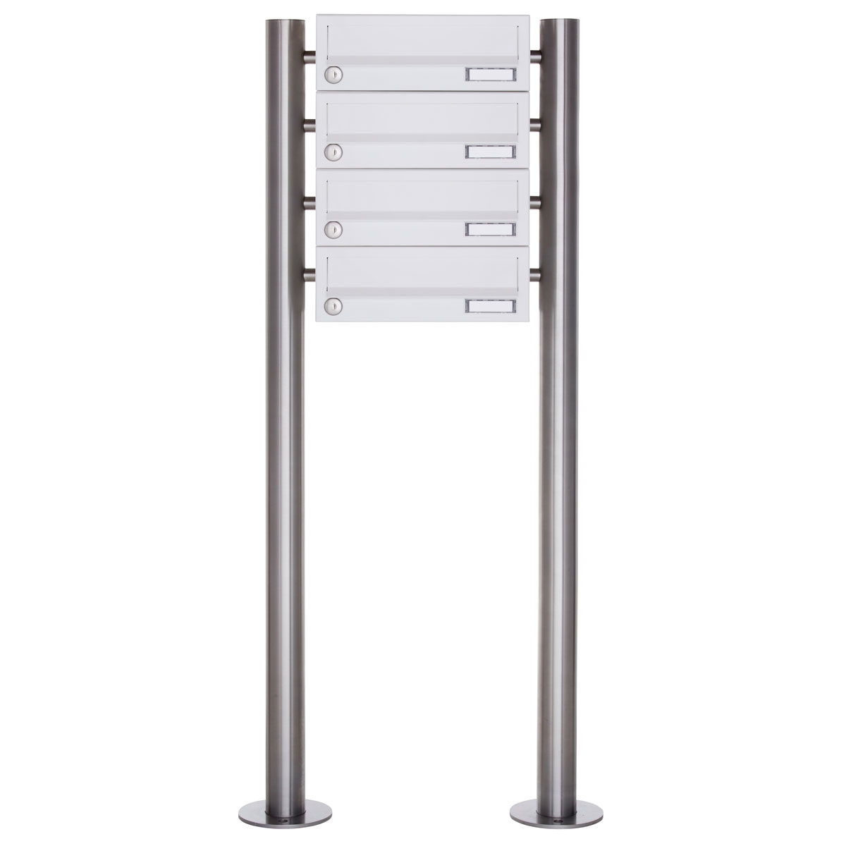 4er Briefkastenanlage freistehend Design BASIC 385-9016 ST-R - RAL 9016 verkehrsweiß 4er Briefkastenanlage freistehend Design BASIC 385-9016 ST-R - RAL 9016 verkehrsweiß