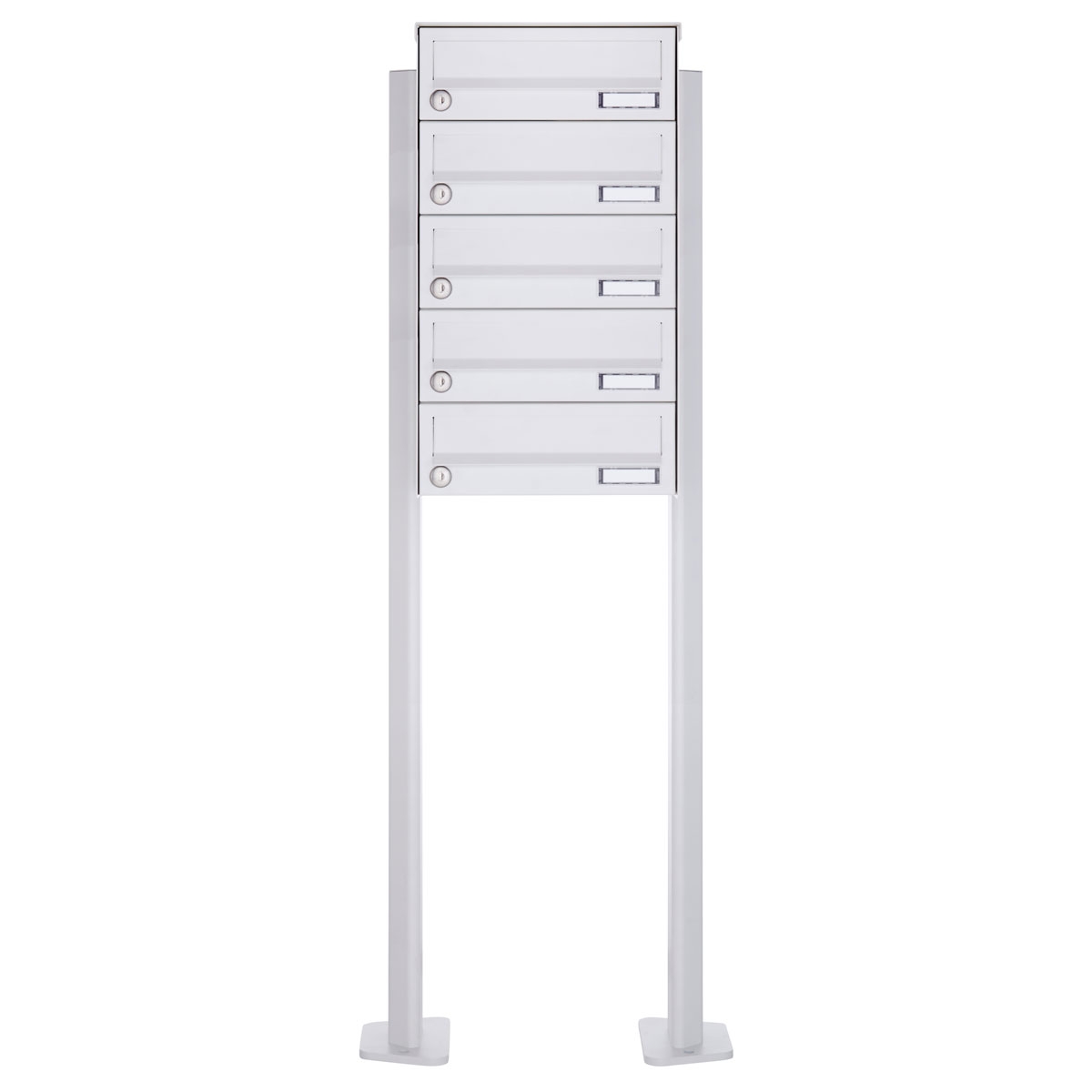 5er Standbriefkasten Design BASIC 385P-9016 ST-T - RAL 9016 verkehrsweiß