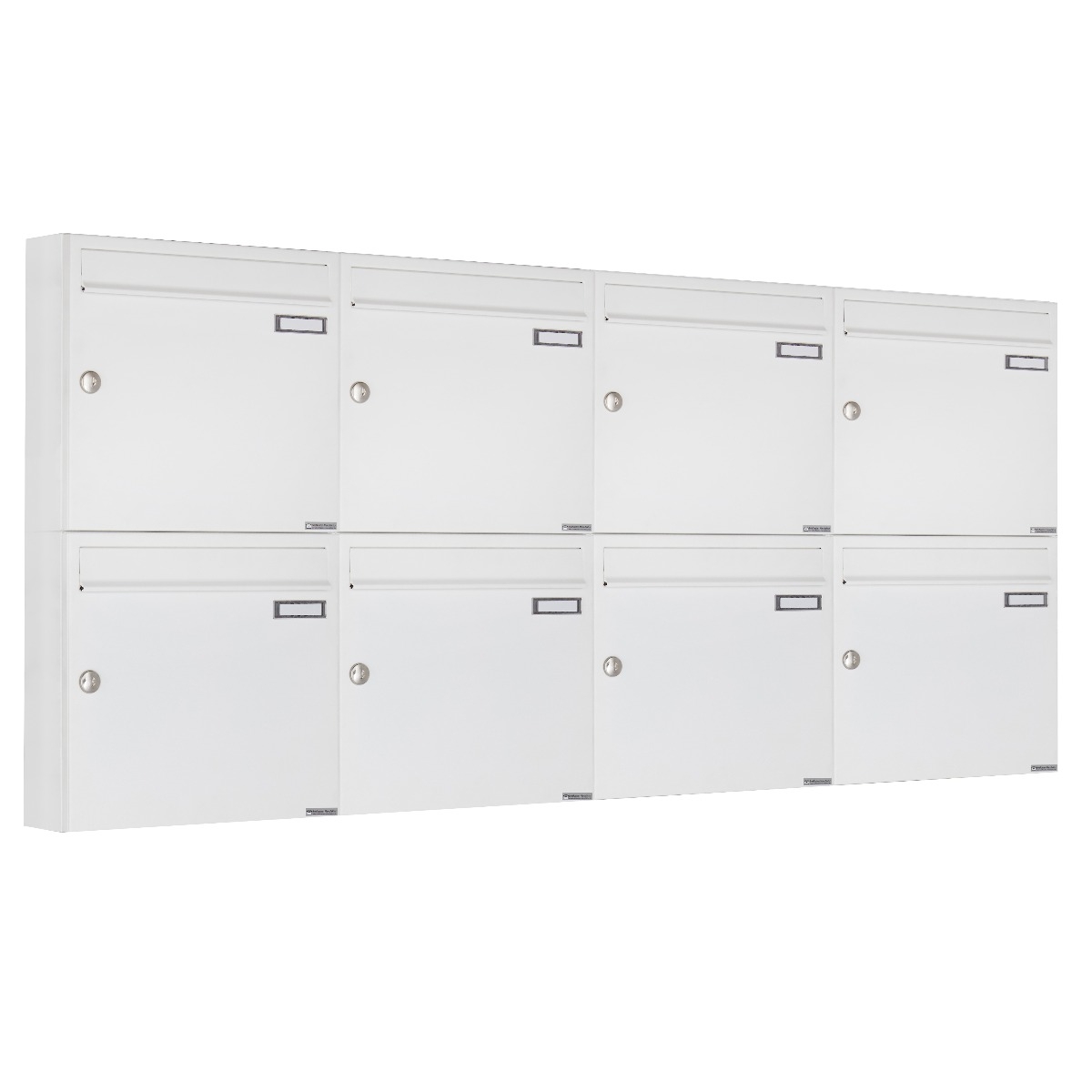 8er 4x2 Aufputz Briefkastenanlage Design BASIC 382A AP - RAL 9016 verkehrsweiß