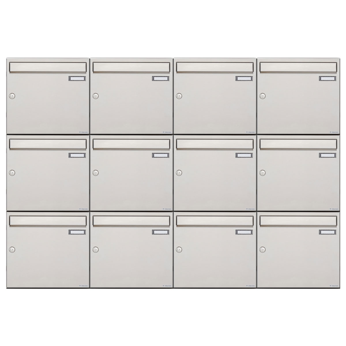12er 4x3 Edelstahl Aufputz Briefkastenanlage Design BASIC 382A-AP