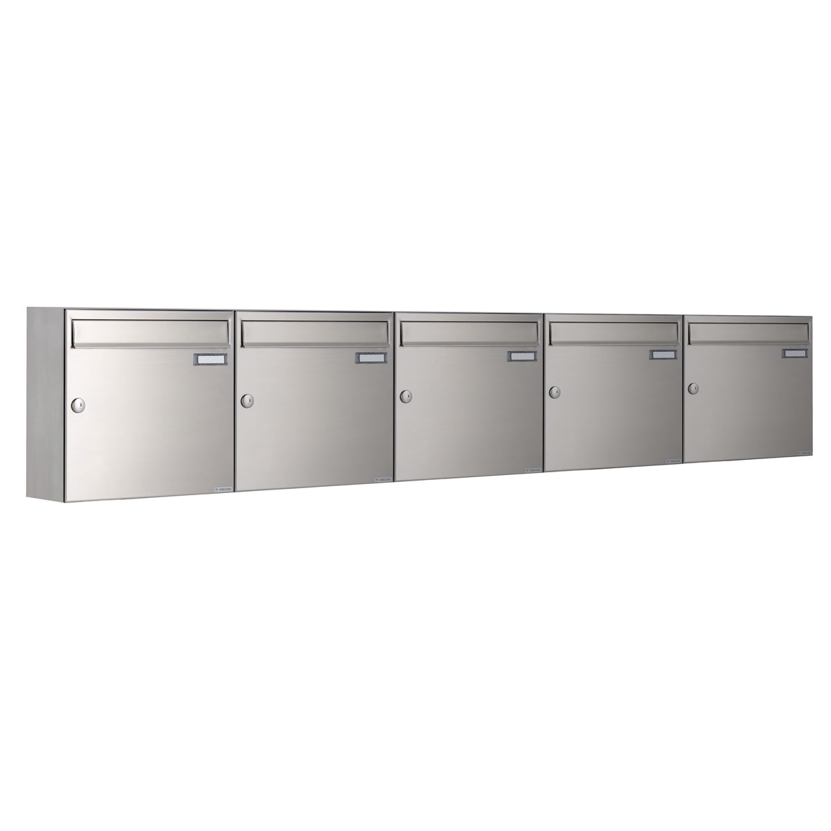 5er 5x1 Edelstahl Aufputz Briefkastenanlage Design BASIC 382A-AP 5er 5x1 Edelstahl Aufputz Briefkastenanlage Design BASIC 382A-AP