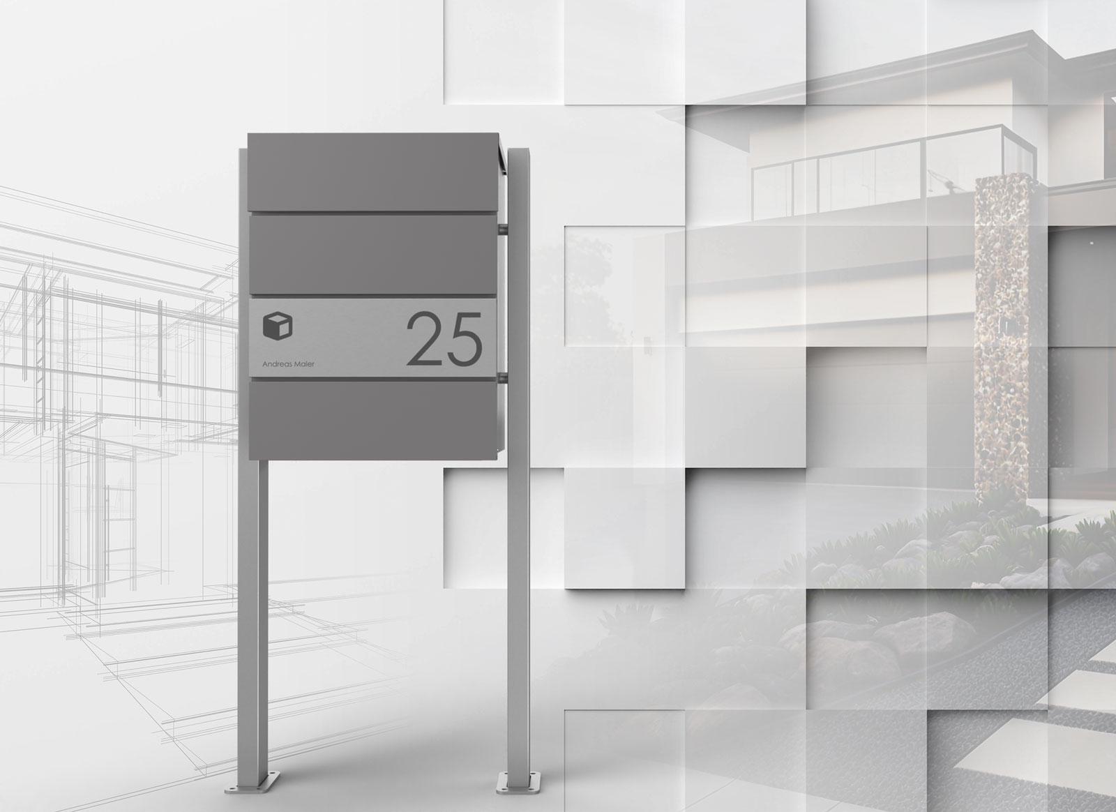 Freistehende Paketbox KANT Edition ST-Q - Design Elegance 1 - DB 703 eisenglimmer