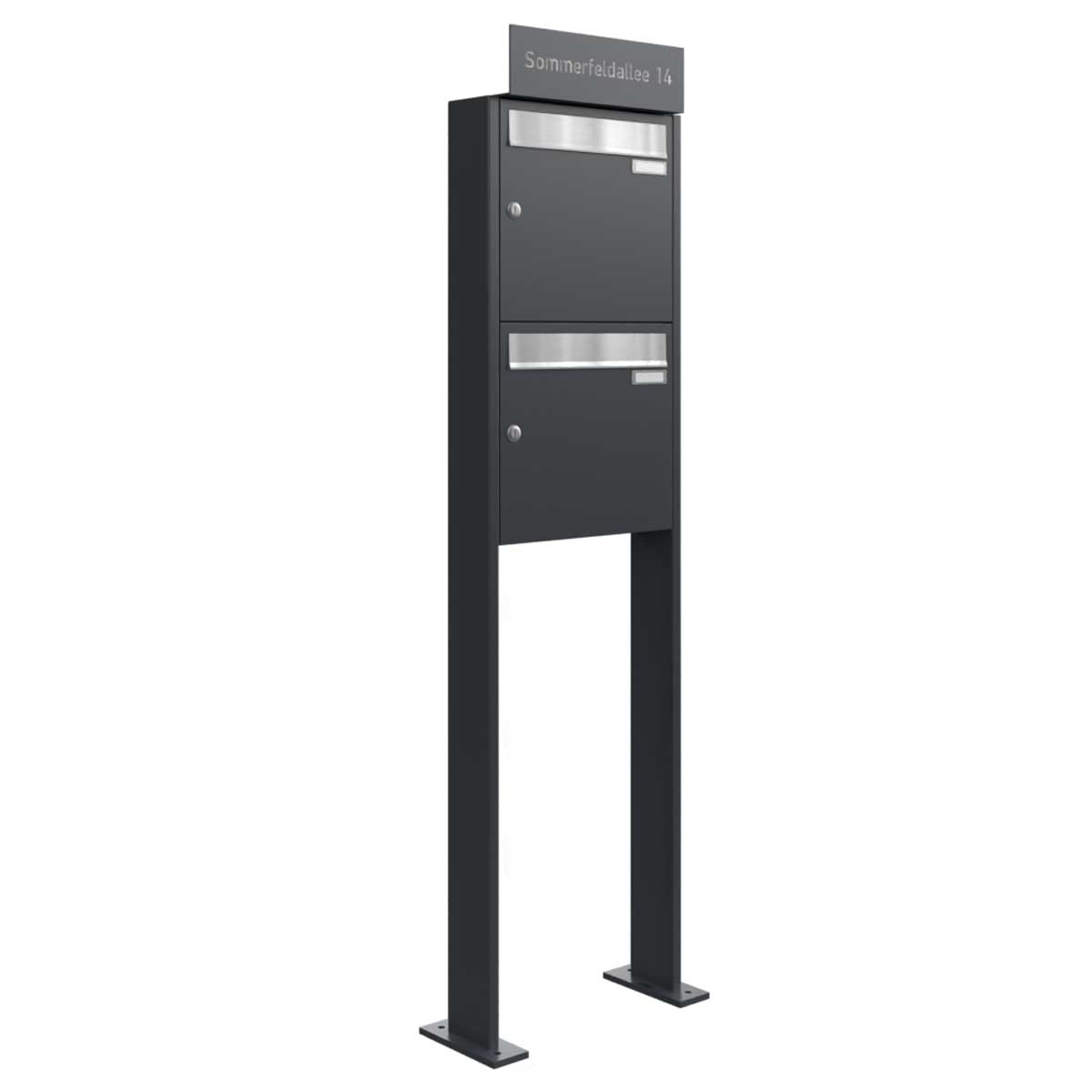 2er 1x2 letterbox system freestanding Design BASIC - Edition NELLY - BI-Color VA-RAL 7016 anthracite grey 2er 1x2 letterbox system freestanding Design BASIC - Edition NELLY - BI-Color VA-RAL 7016 anthracite grey