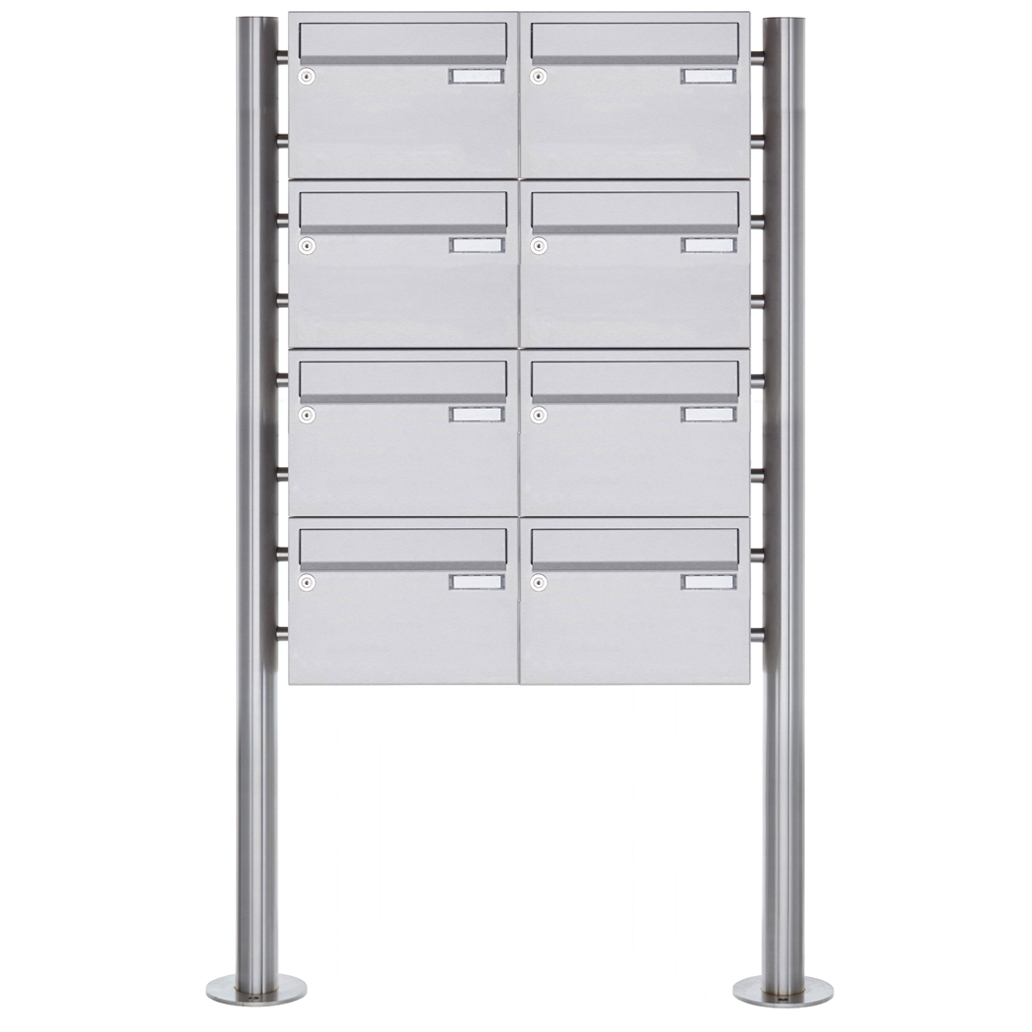 8er Edelstahl Standbriefkasten Design BASIC Plus 385 220 X ST R - Edelstahl V2A 8er Edelstahl Standbriefkasten Design BASIC Plus 385 220 X ST R - Edelstahl V2A