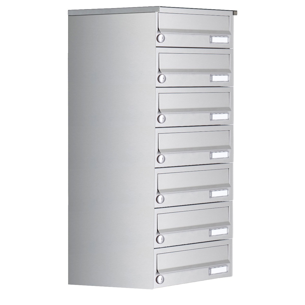 7er Aufputz Briefkastenanlage Design BASIC 385A- VA AP - Edelstahl V2A, geschliffen