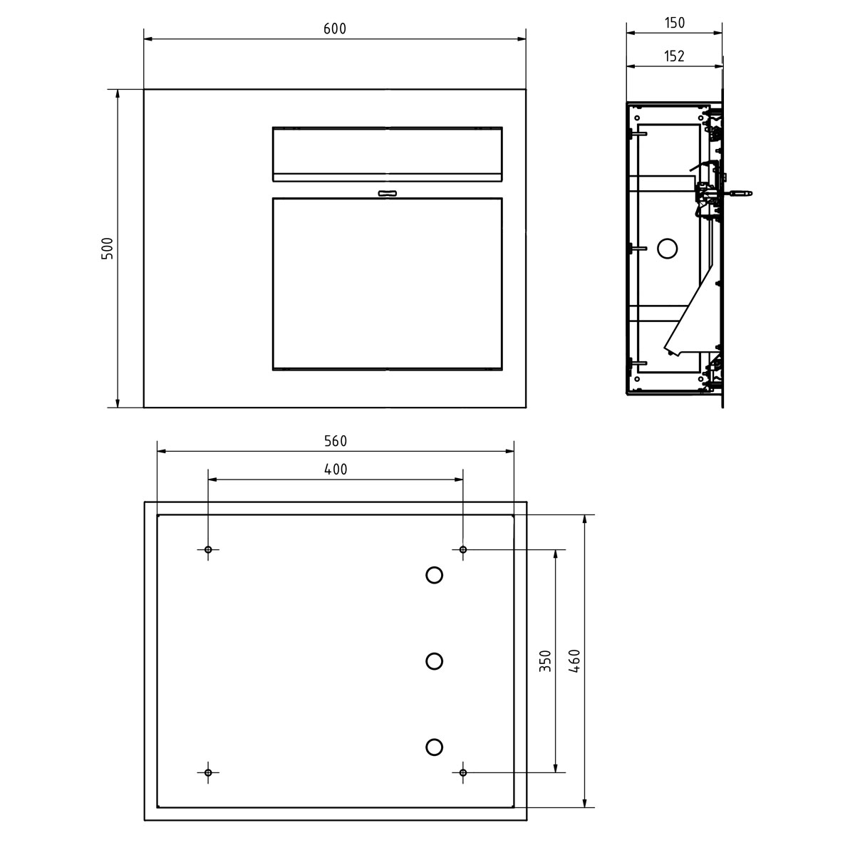Design Unterputz Briefkasten GRIMM - Farbe nach Wahl mit COMELIT Ultra - VIDEO Set rechts
