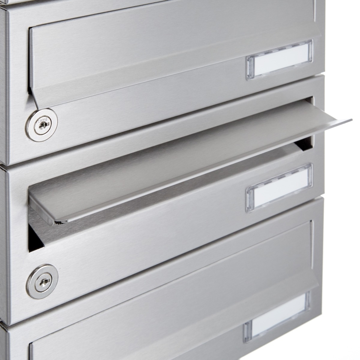 4er 2x2 Aufputz Briefkastenanlage Design BASIC 385A- VA AP - Edelstahl V2A, geschliffen