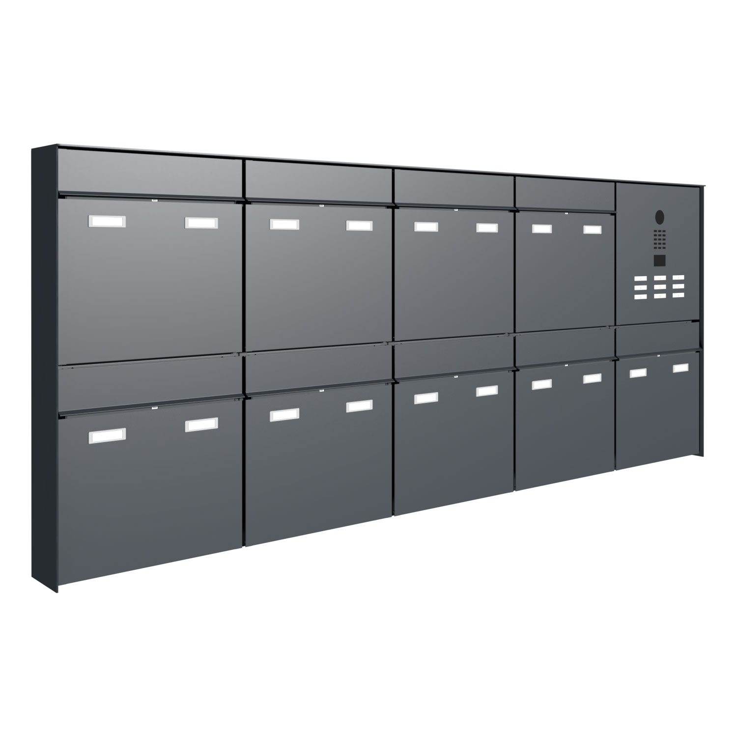 Buzón de diseño de 9 piezas GOETHE AP - RAL a elegir - Sistema de videoportero DoorBird