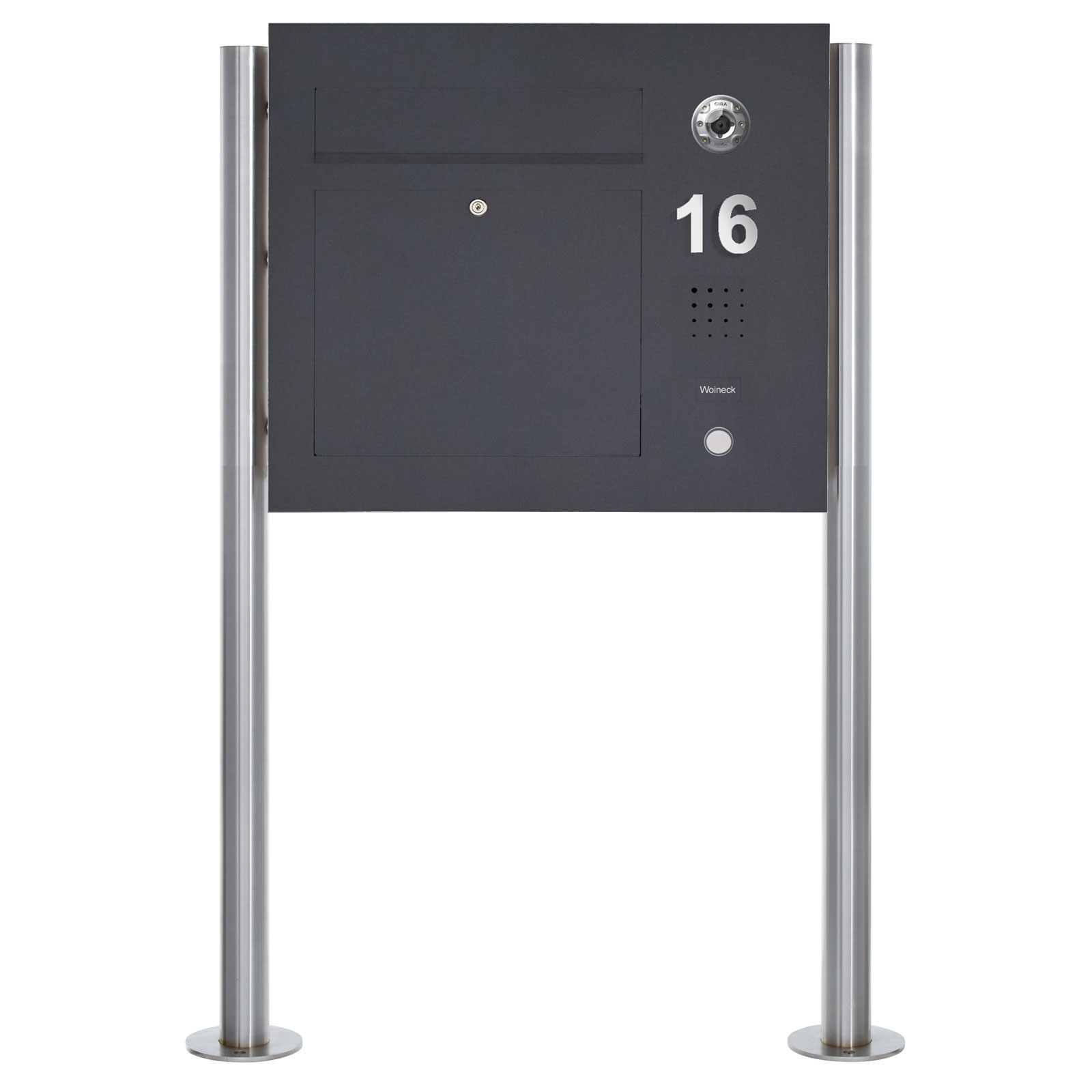 Stainless steel free-standing letterbox designer model BIG - Clean Edition - Lateral - RAL of your choice - INDIVIDUAL Stainless steel free-standing letterbox designer model BIG - Clean Edition - Lateral - RAL of your choice - INDIVIDUAL