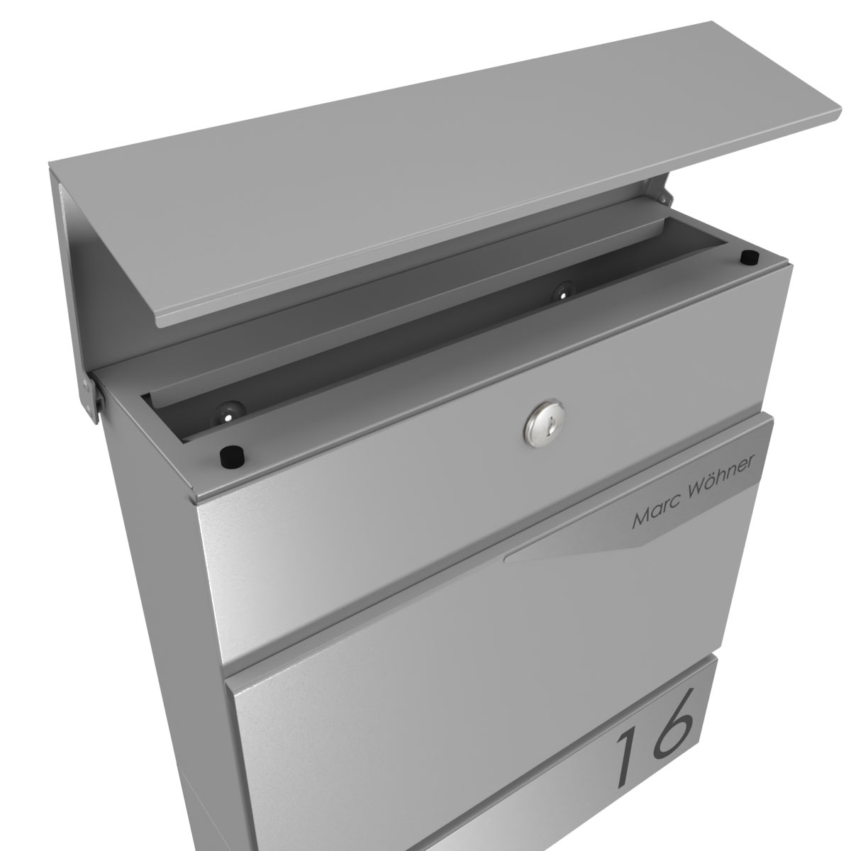 KANT letterbox with newspaper compartment - Avantgarde 1 design - RAL 9007 grey aluminium KANT letterbox with newspaper compartment - Avantgarde 1 design - RAL 9007 grey aluminium