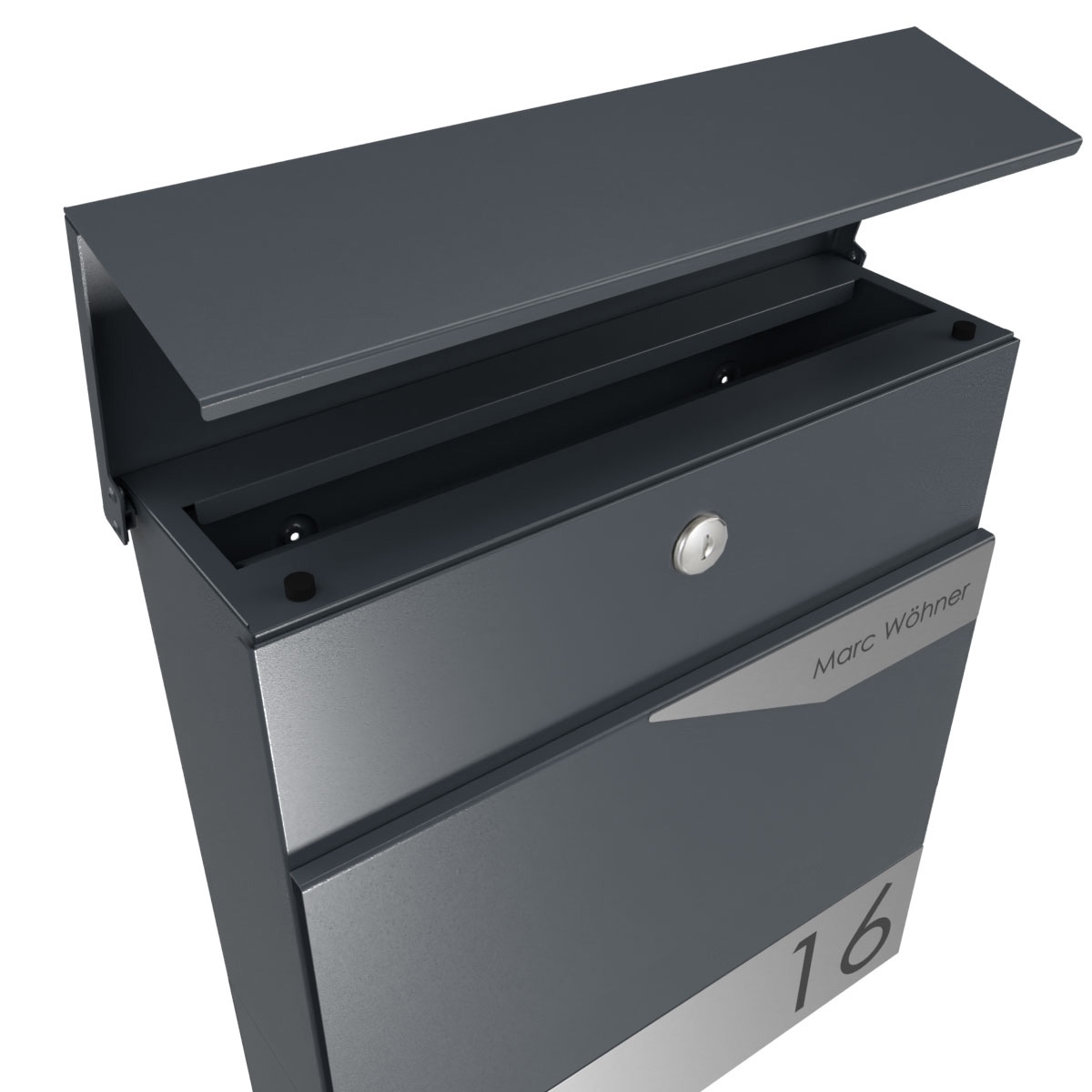 Standbriefkasten KANT mit Zeitungsfach -  Design Avantgarde 1 - RAL 7016 anthrazitgrau