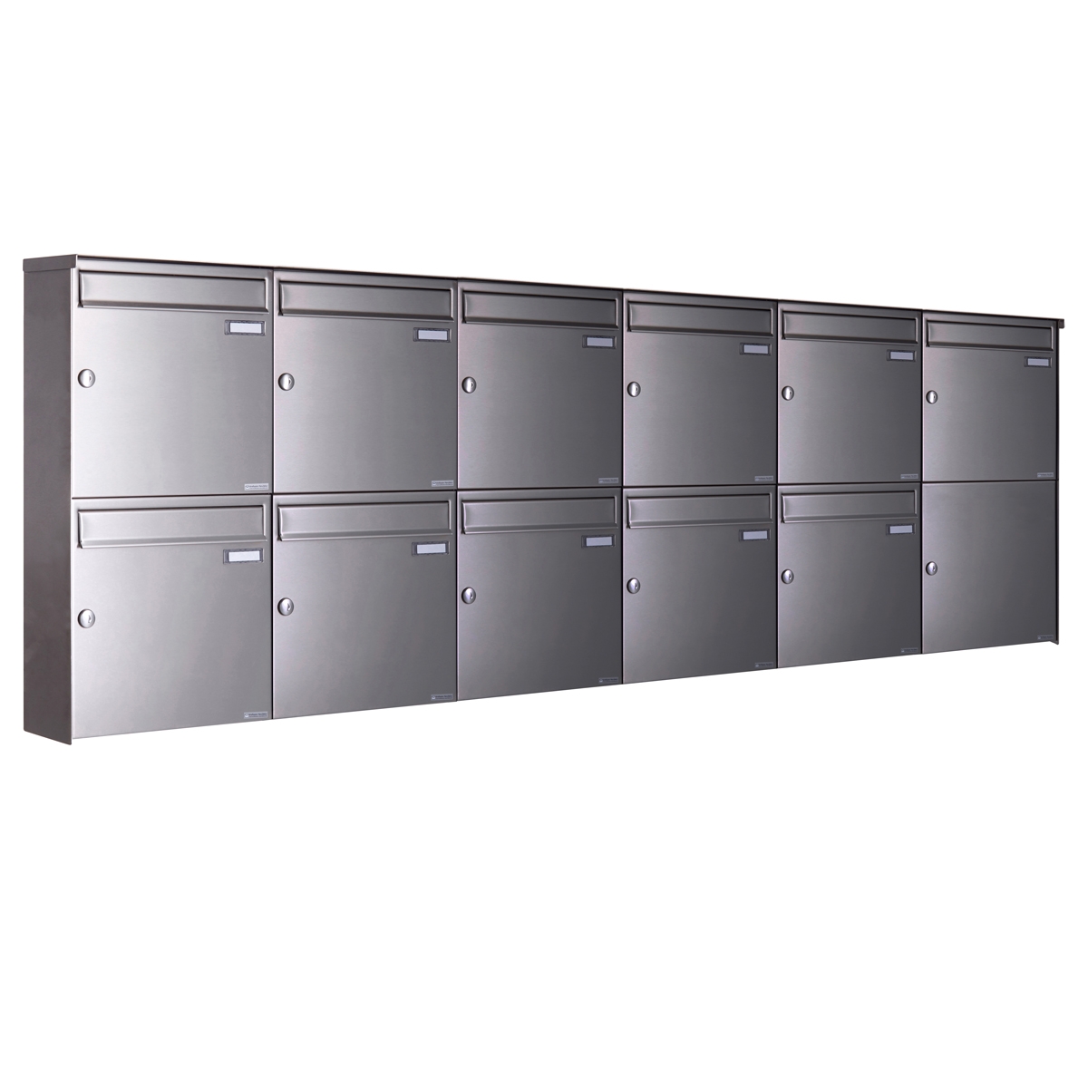 11 6x2 stainless steel surface-mounted letterbox design BASIC Plus 382XA AP - polished V2A stainless steel