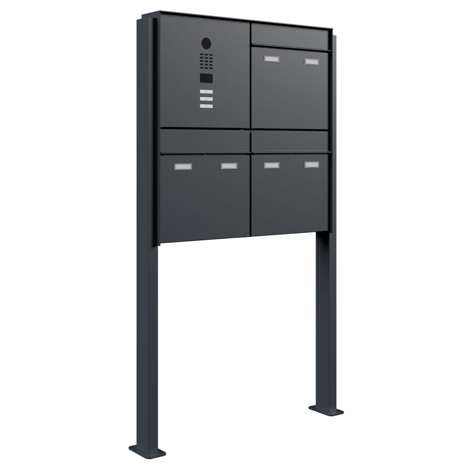 3-delige design brievenbuszuil GOETHE ST-Q links met DoorBird video intercom - RAL naar keuze