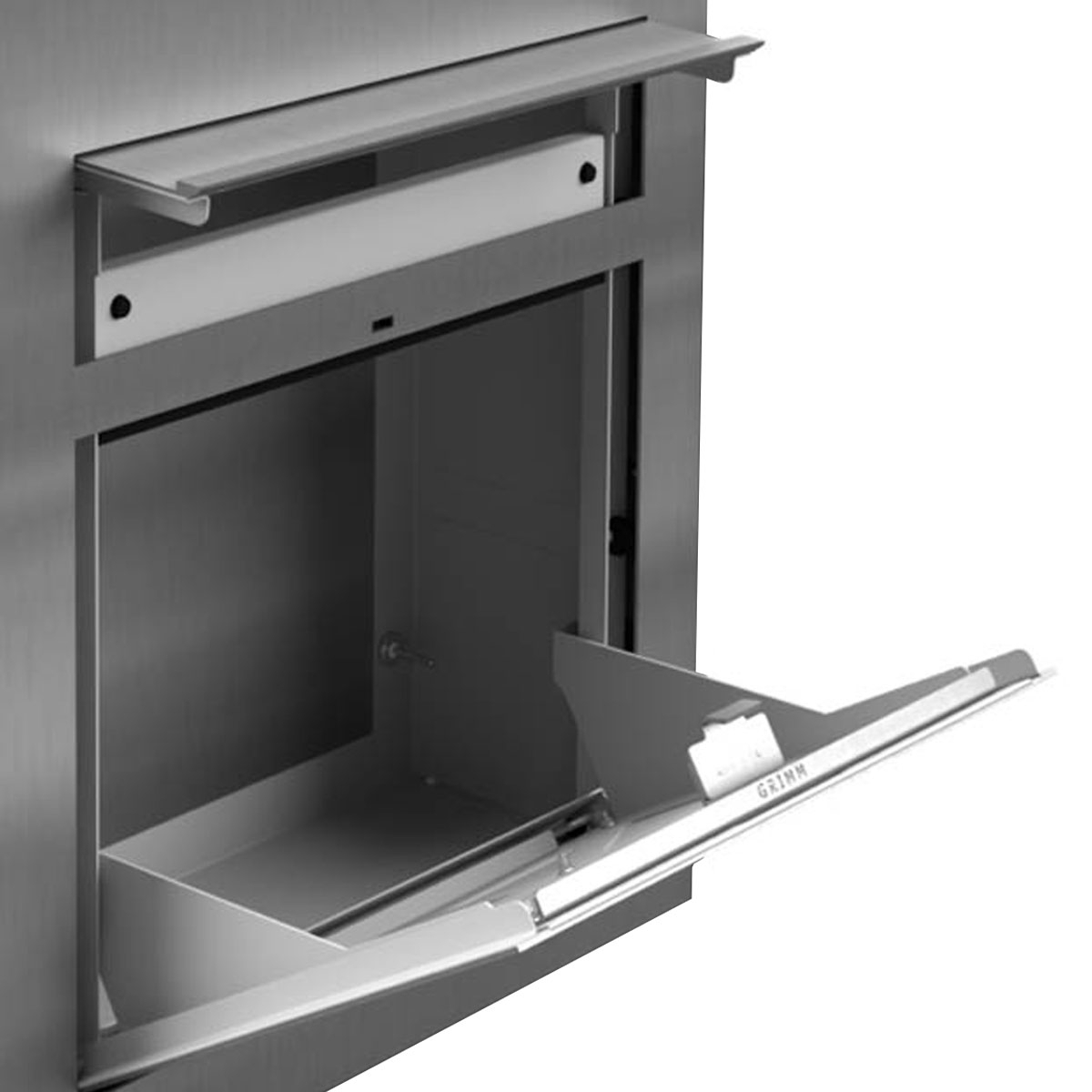 Design pedestal letterbox GRIMM - polished stainless steel