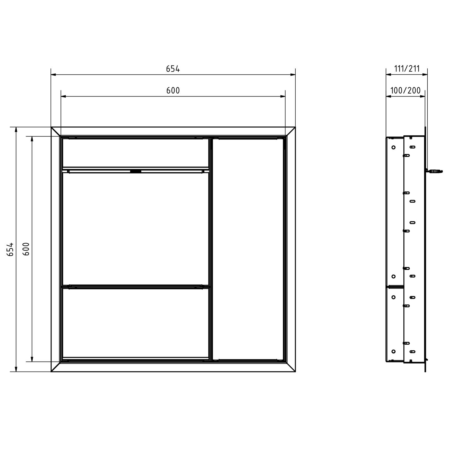Cassetta per le lettere da incasso di design GOETHE UP laterale con vano portagiornali - Videocitofono DoorBird - RAL a scelta