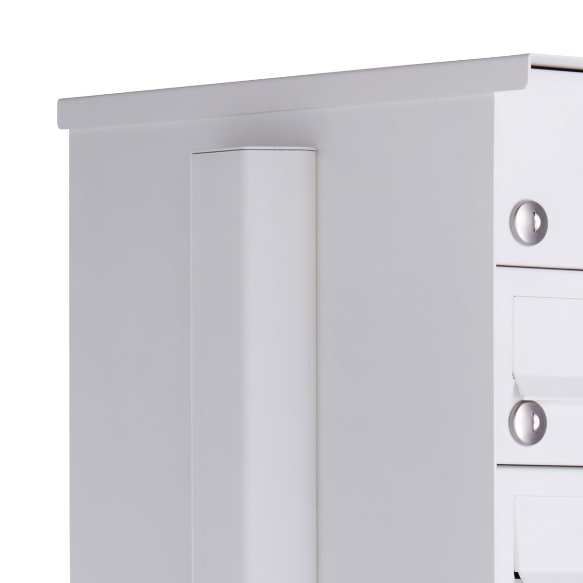 Diseño de buzón de 12 postes BASIC 385P-9016 ST-T con caja de timbre - blanco tráfico RAL 9016 Diseño de buzón de 12 postes BASIC 385P-9016 ST-T con caja de timbre - blanco tráfico RAL 9016