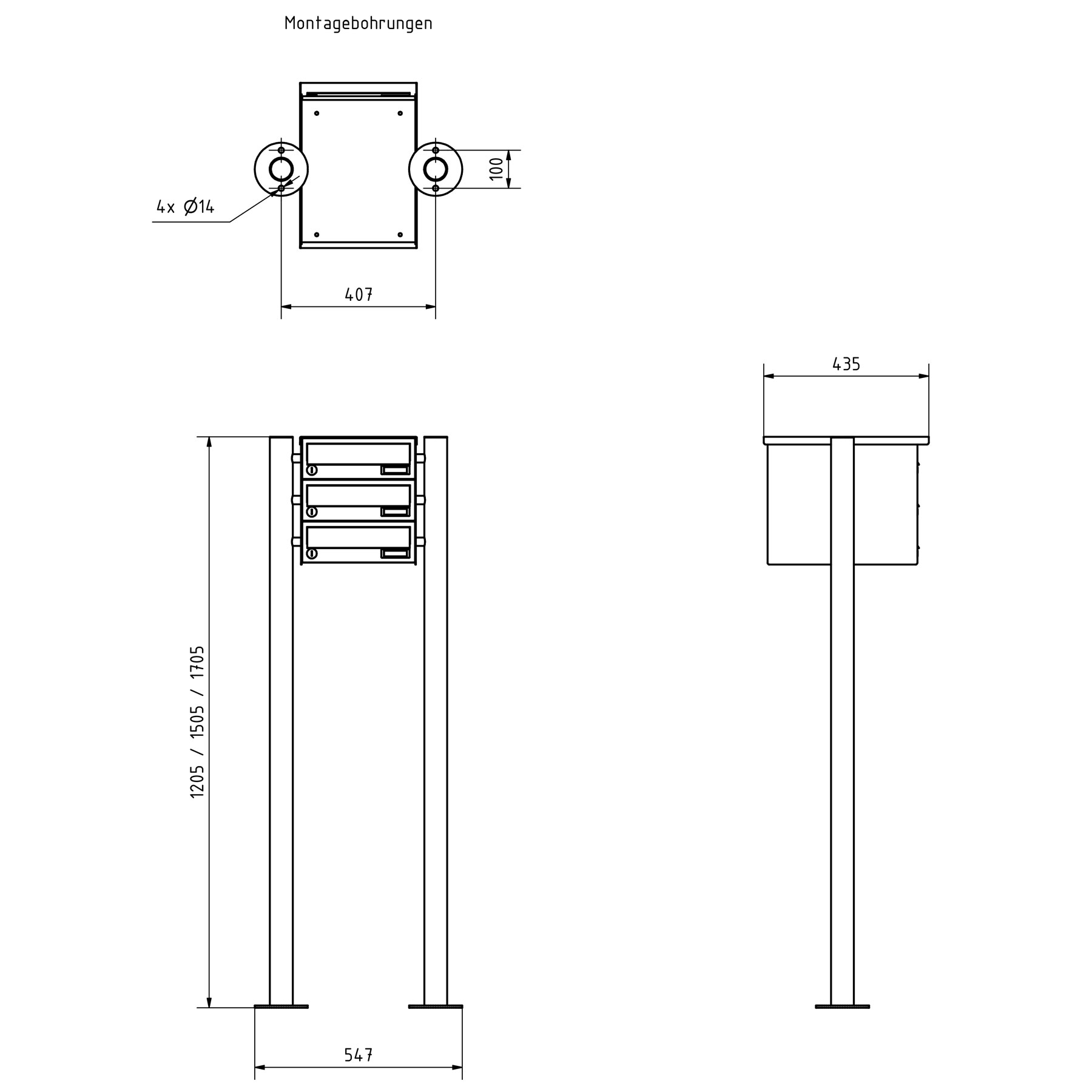 3 system skrzynek na listy wolnostojący Design BASIC 385-7016 ST-R - stal nierdzewna RAL 7016 szary antracytowy 3 system skrzynek na listy wolnostojący Design BASIC 385-7016 ST-R - stal nierdzewna RAL 7016 szary antracytowy