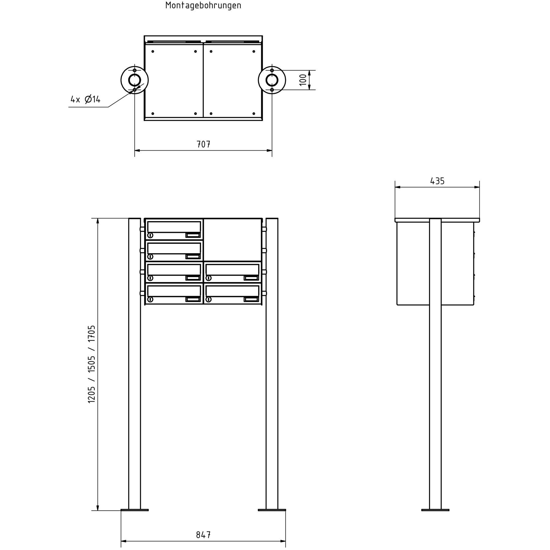 6er Standbriefkasten Design BASIC 385-9016 ST-R mit Klingelkasten - RAL 9016 verkehrsweiß 6er Standbriefkasten Design BASIC 385-9016 ST-R mit Klingelkasten - RAL 9016 verkehrsweiß