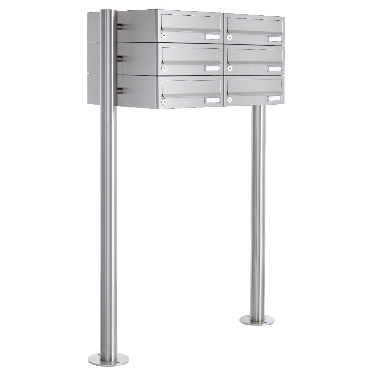 6er 2x3 letterbox system freestanding Design BASIC 385-VA ST-R - Horizontal - Stainless steel V2A, polished