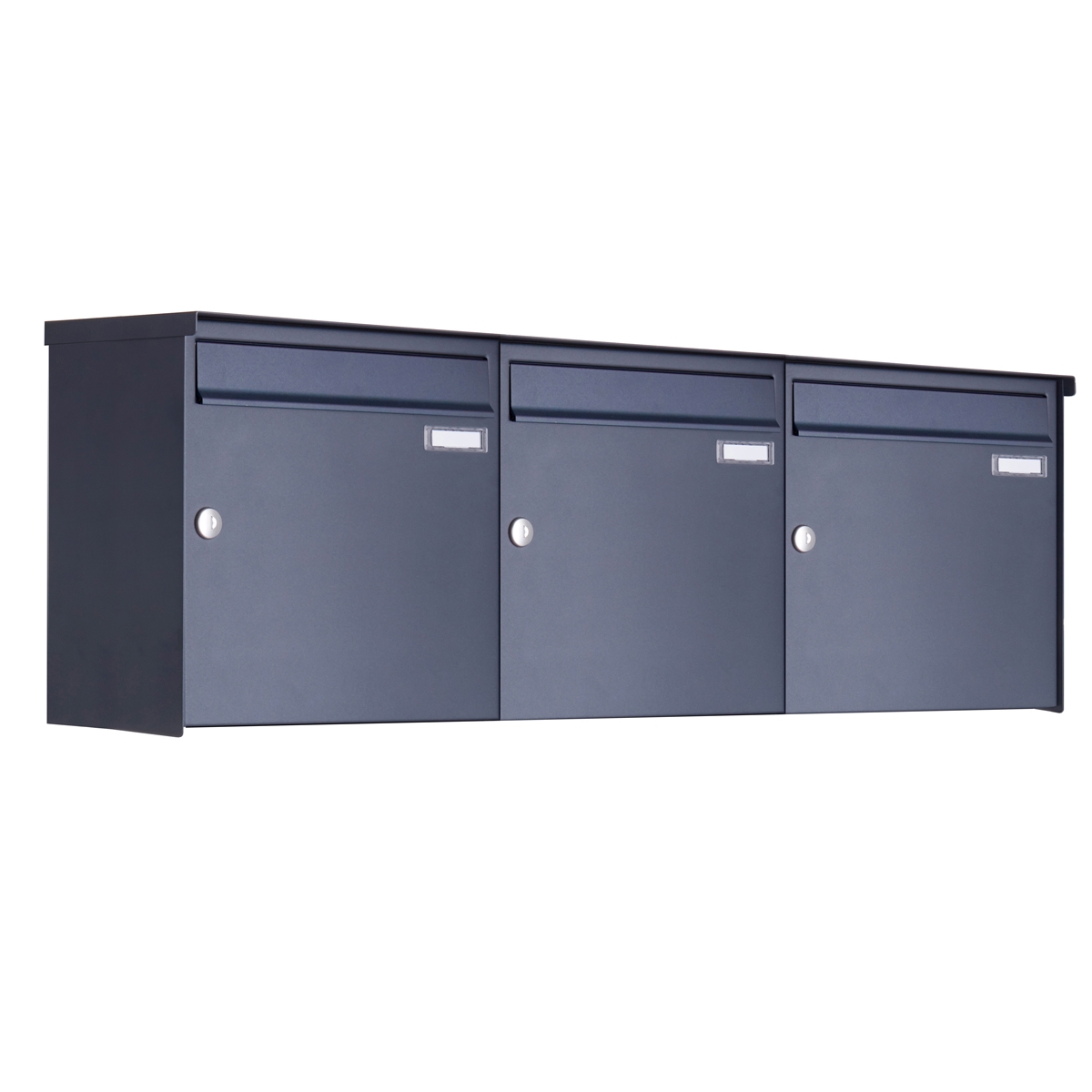 3er 1x3 stainless steel surface-mounted letterbox design BASIC Plus 382XA AP - RAL of your choice