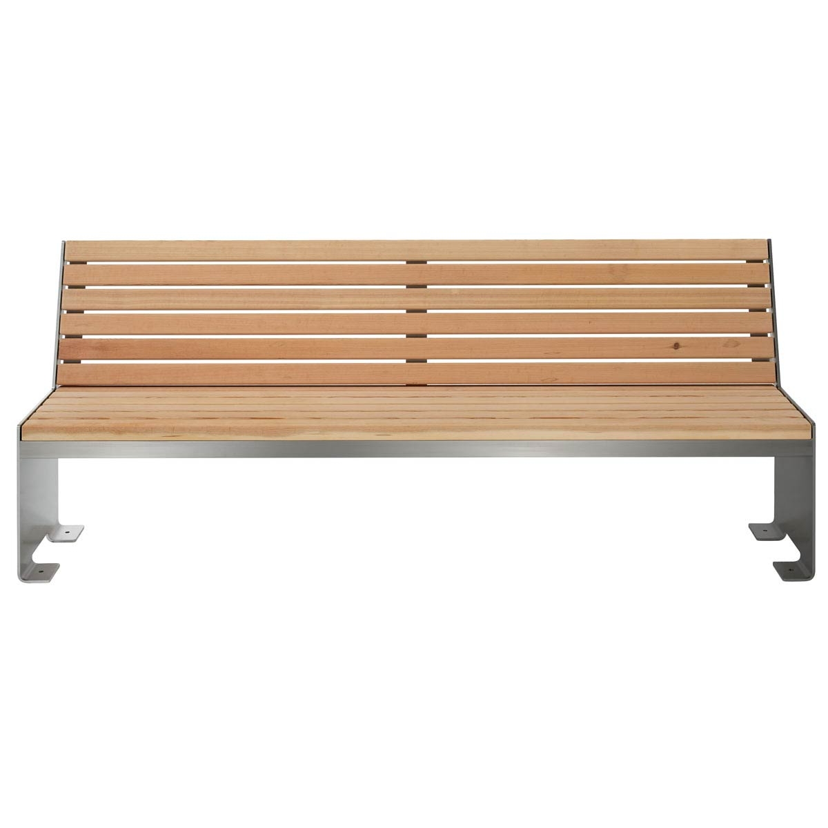 Designbank NOVALIS met rugleuning - gepolijst roestvrij staal - douglas geolied