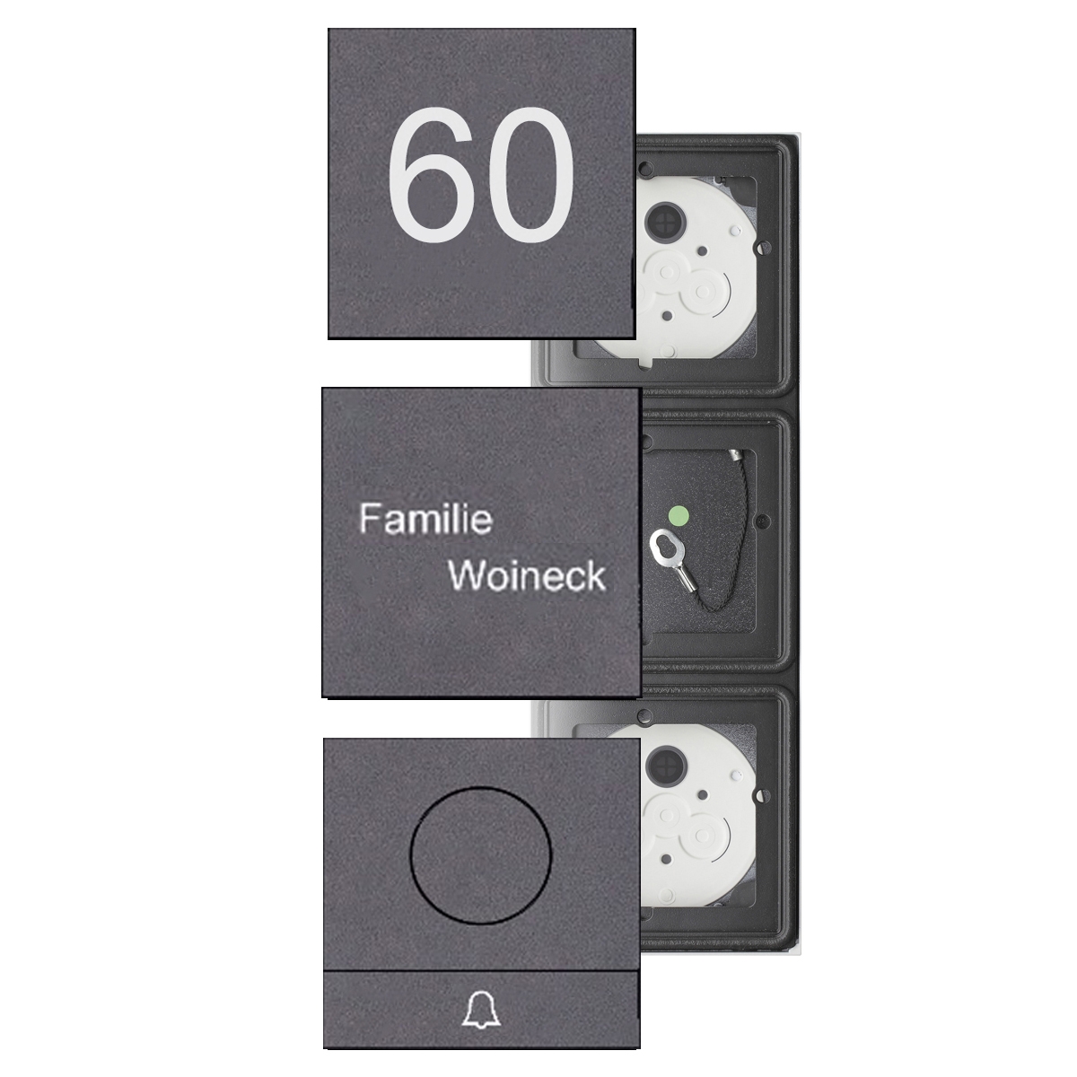 5be8a53a7d4461e81b2b59e988622d37276d5a4c Set of 3 GIRA System 106 - Stainless steel V2A, powder-coated - Intercom system with 1x bell push-button