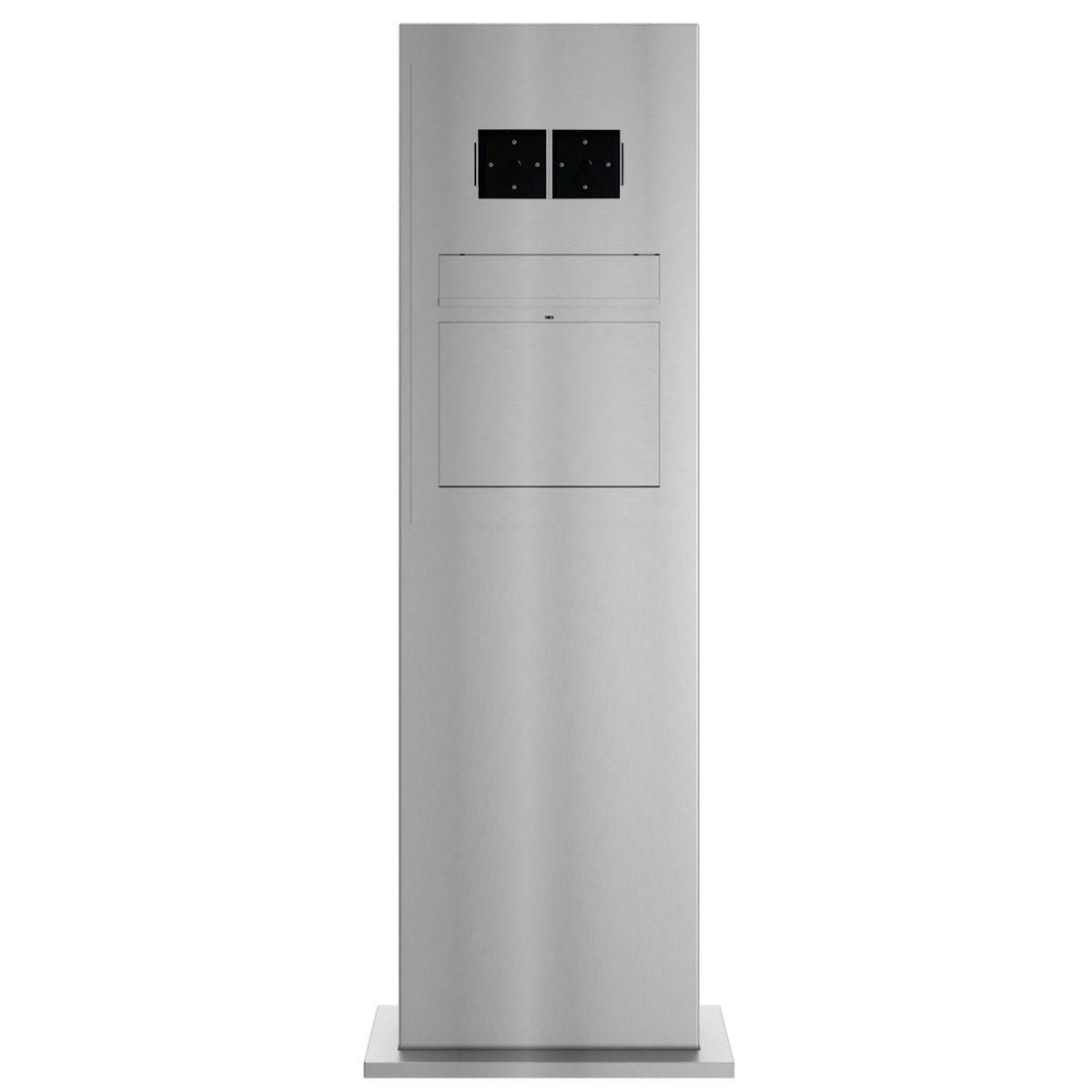 Design brievenbuszuil GRIMM - gepolijst roestvrij staal - LOXONE Intercom/Code Touch 2x1 voorbereid